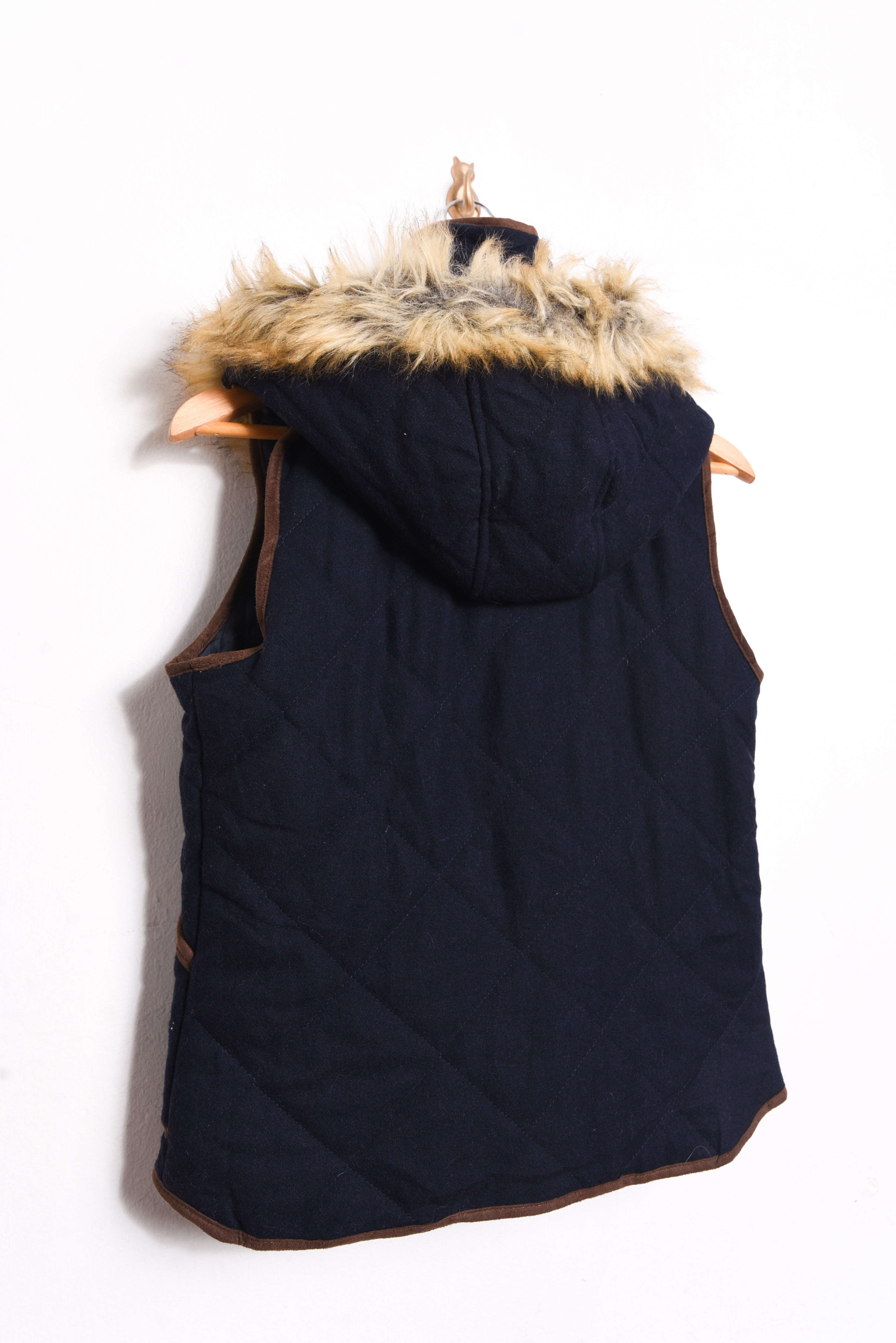 Chaqueta vest lana navy capucha 