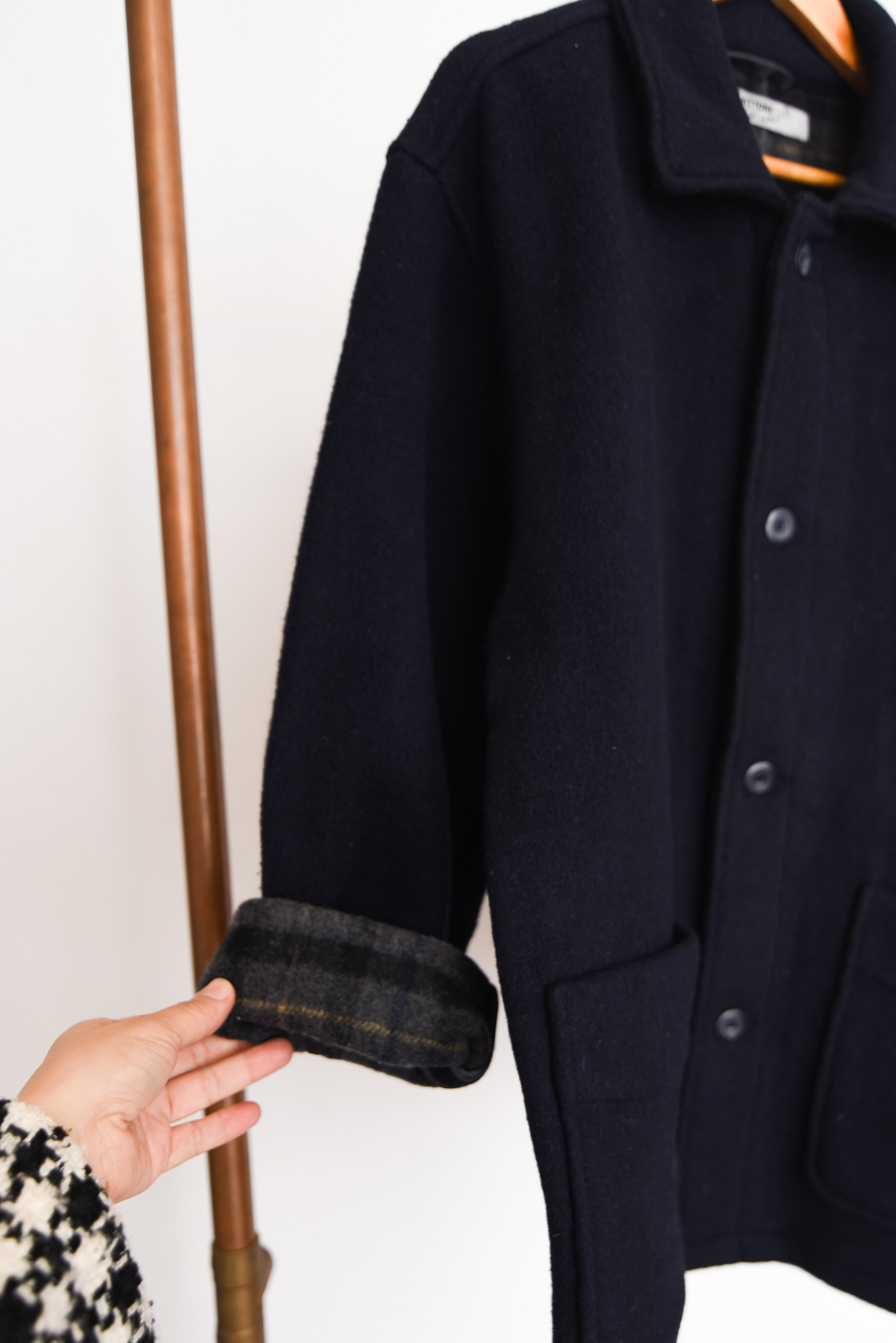 Abrigo navy lana tartán