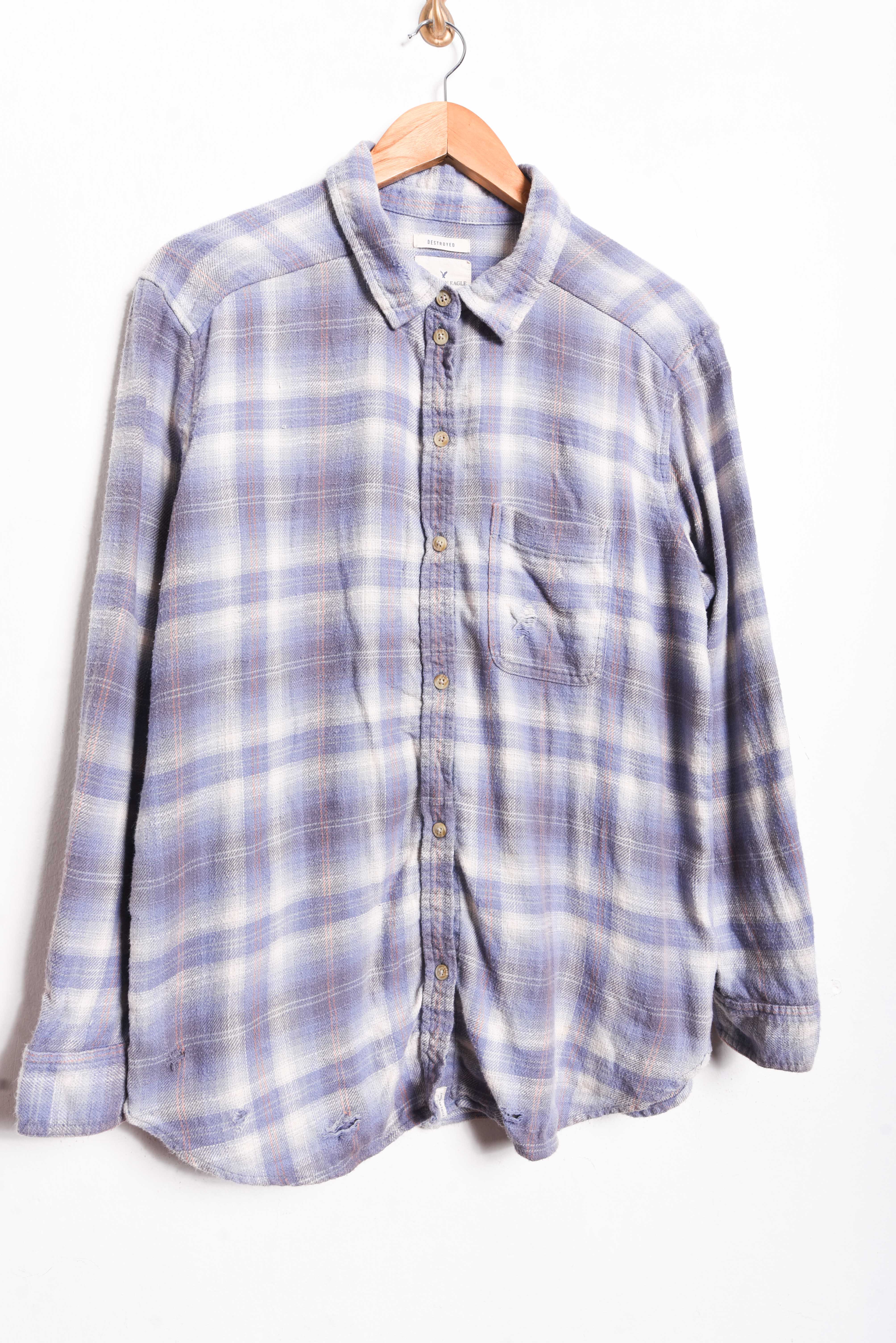 Camisa franela celeste destroyed
