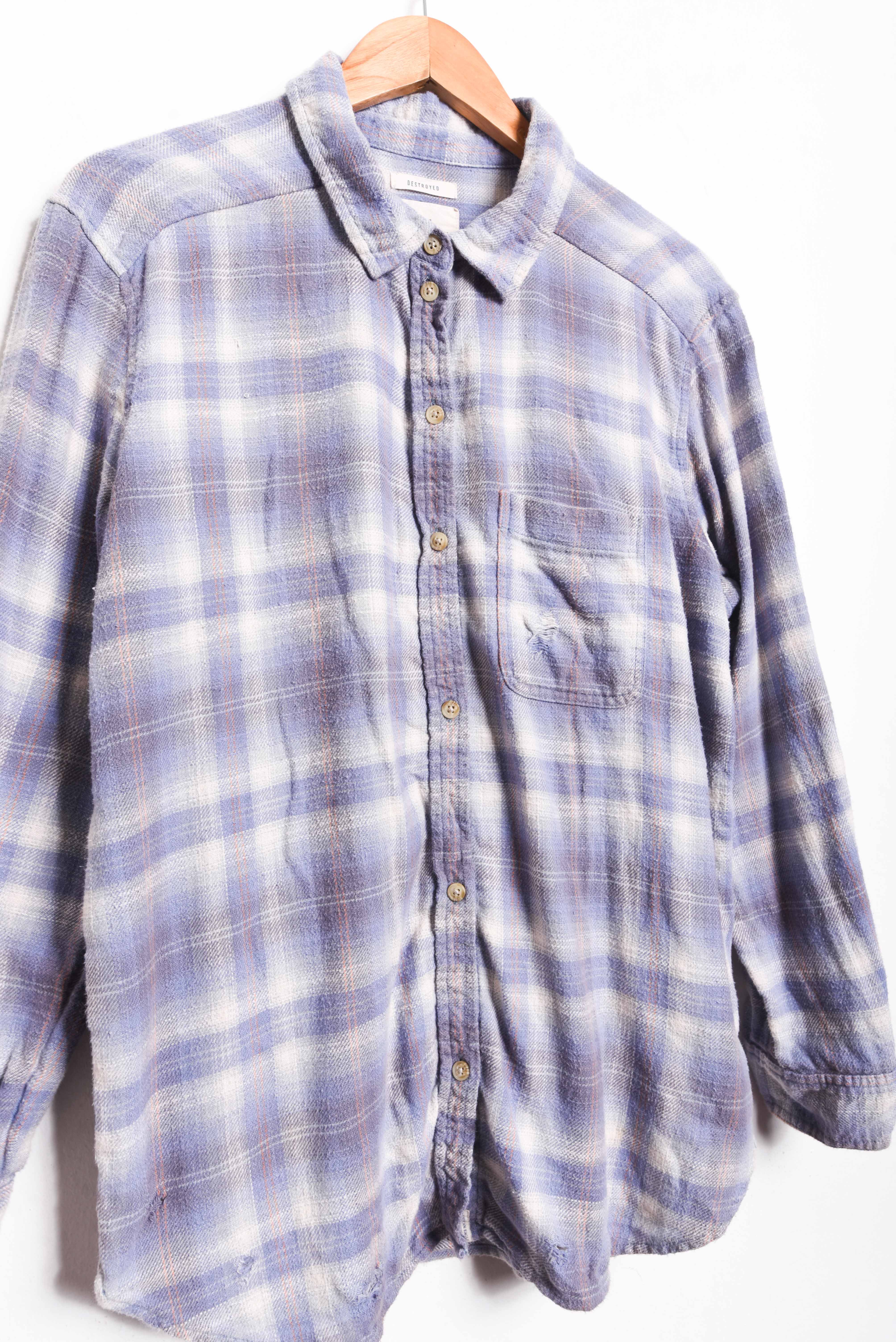 Camisa franela celeste destroyed