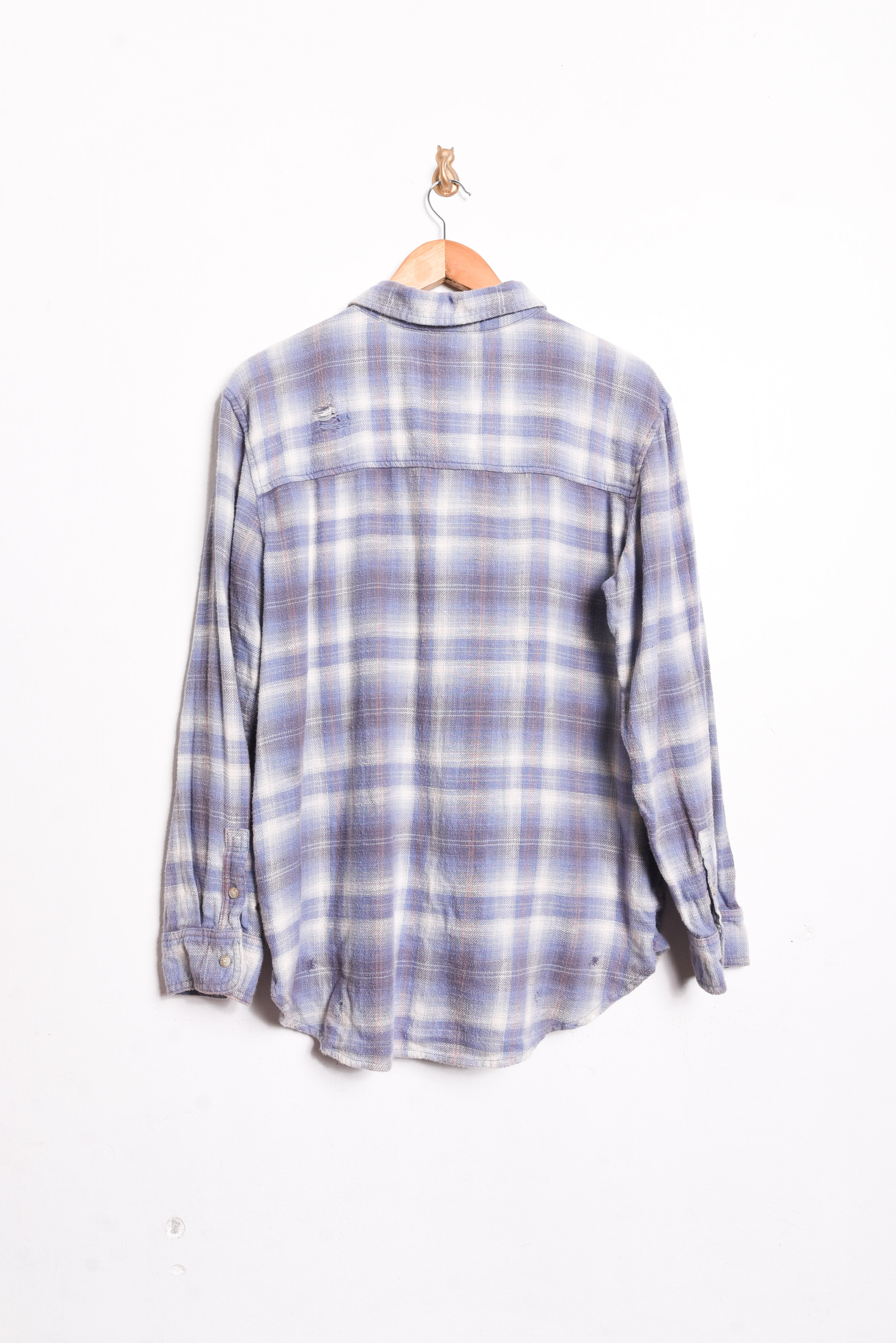 Camisa franela celeste destroyed