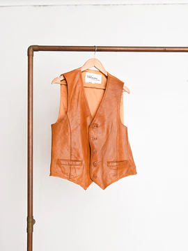 Vest cuero camel 70s