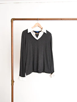 Top grafito tejido blusa