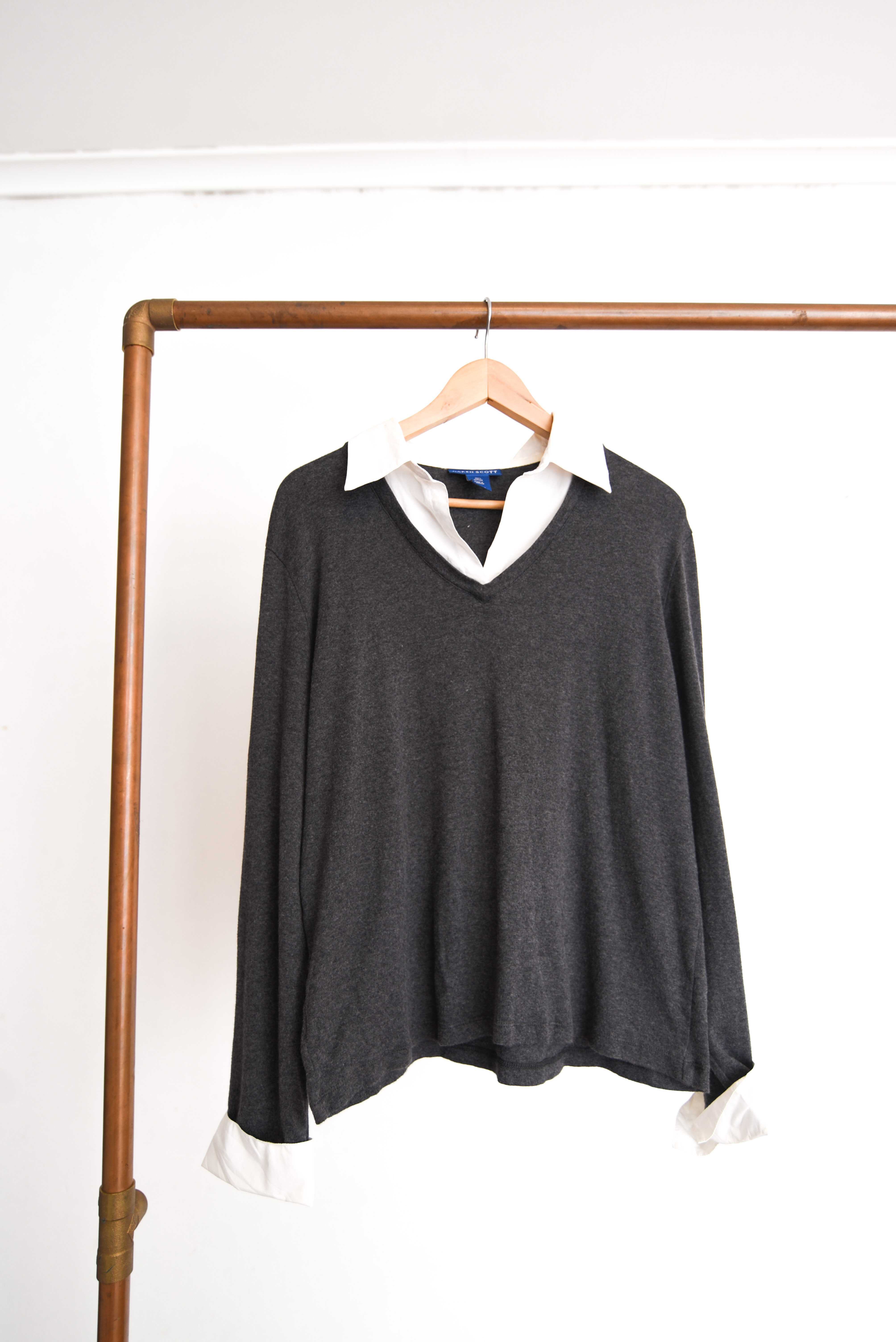 Top grafito tejido blusa