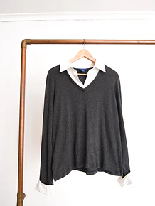 Top grafito tejido blusa