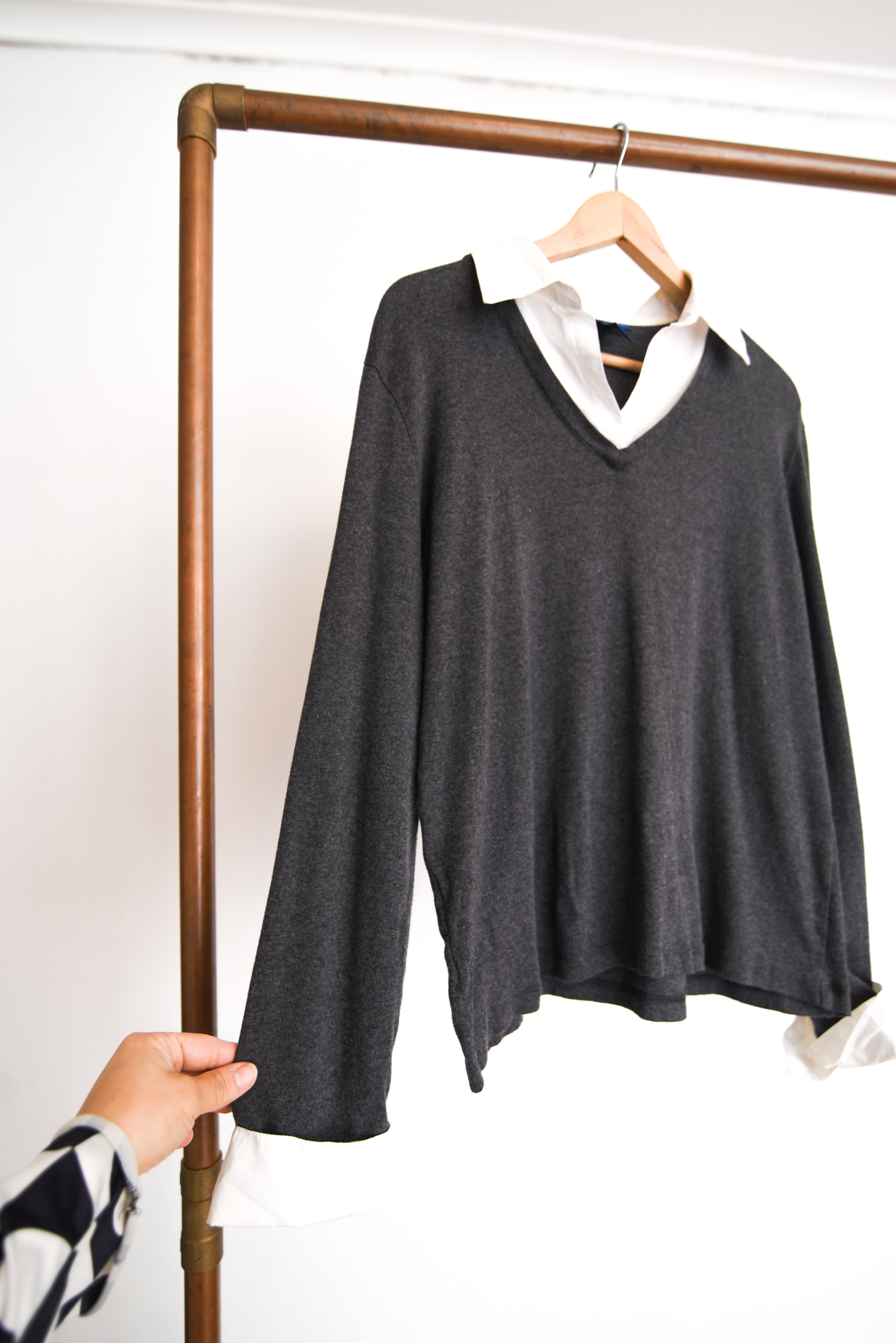 Top grafito tejido blusa