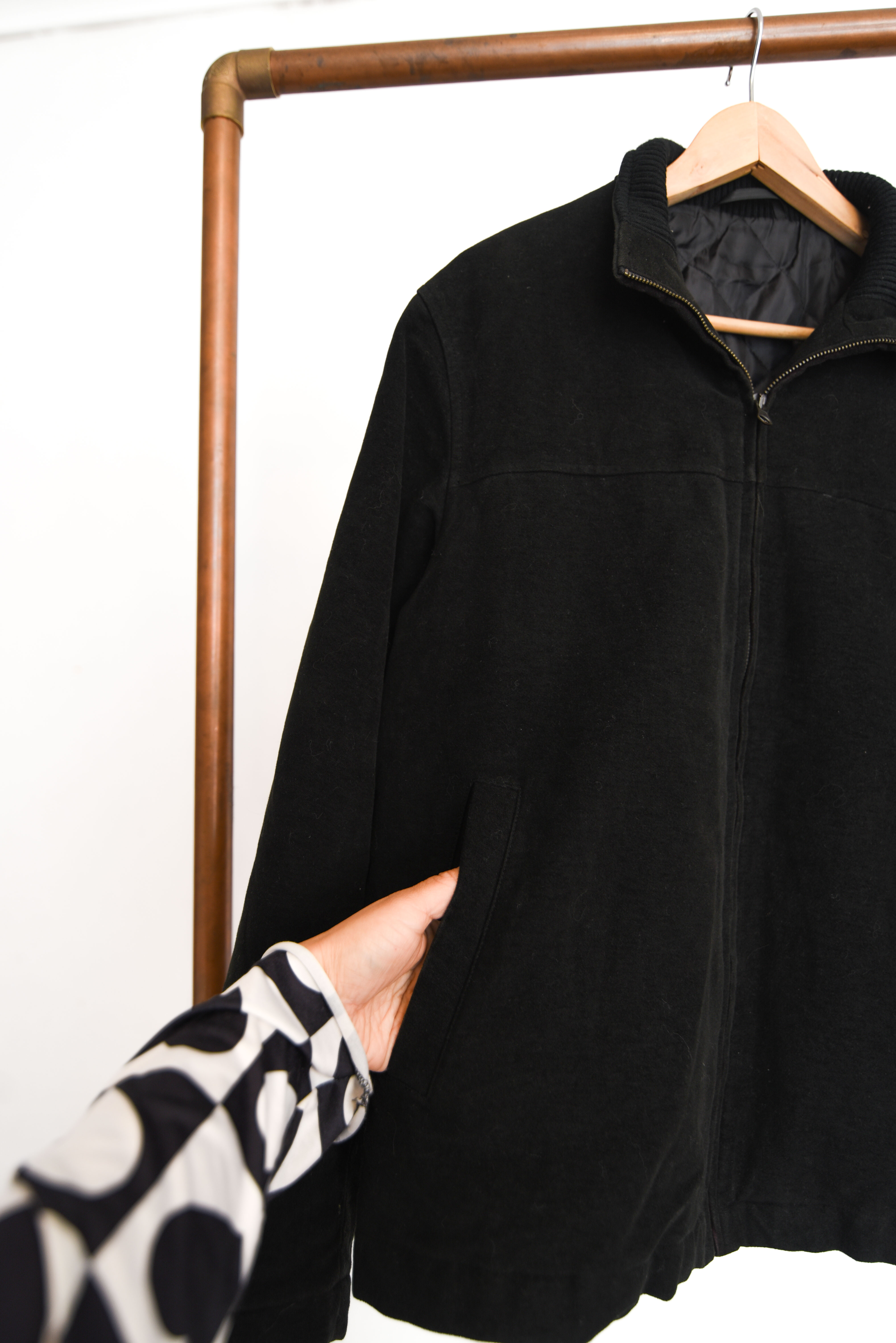 Chaqueta tipo bomber negra vntg italiana