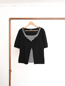 Top tejido cardigan rayado b&w