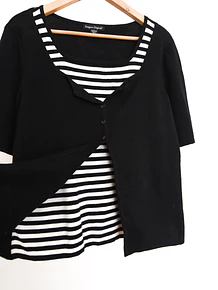 Top tejido cardigan rayado b&w
