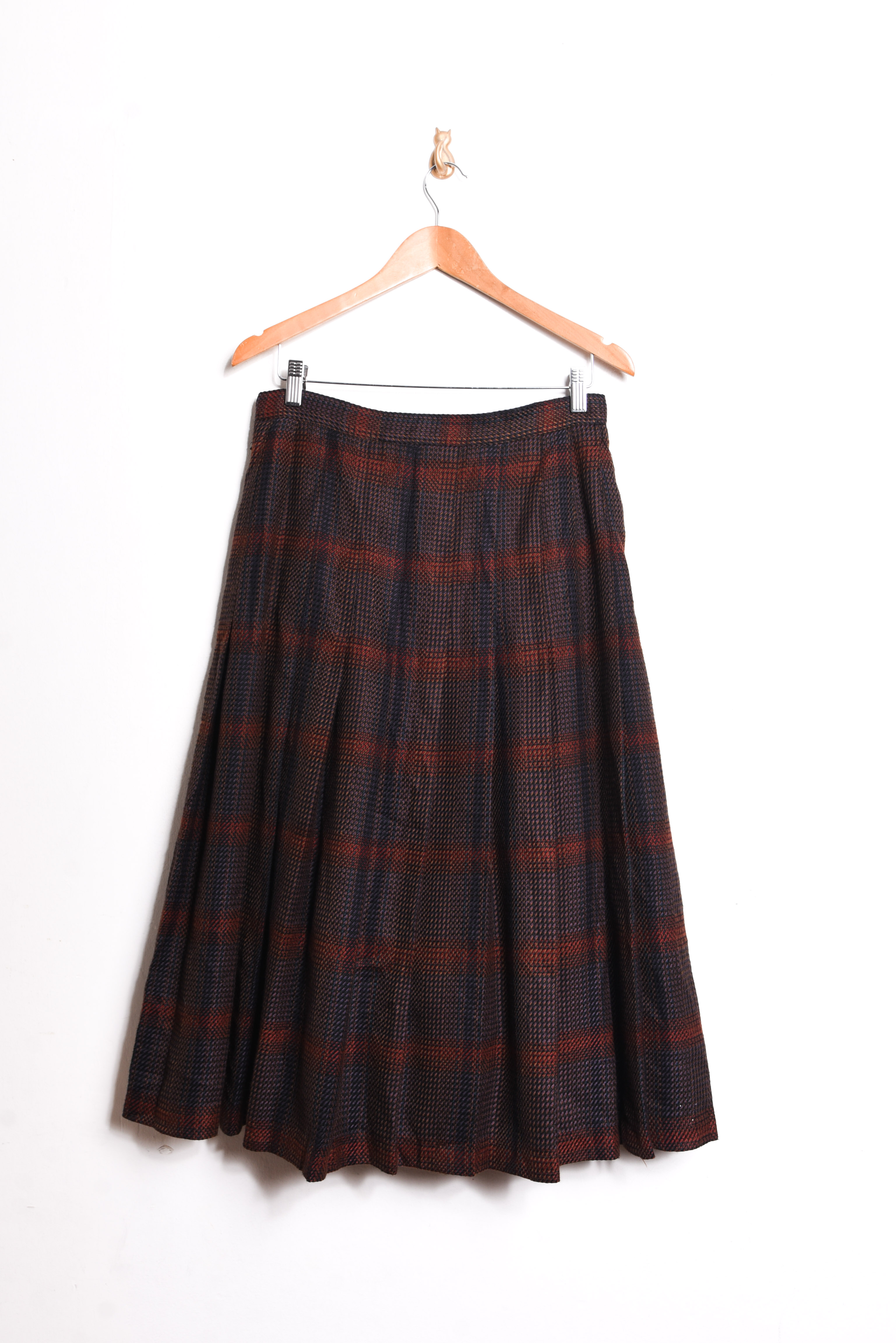 Falda vintage wool navy burdeo