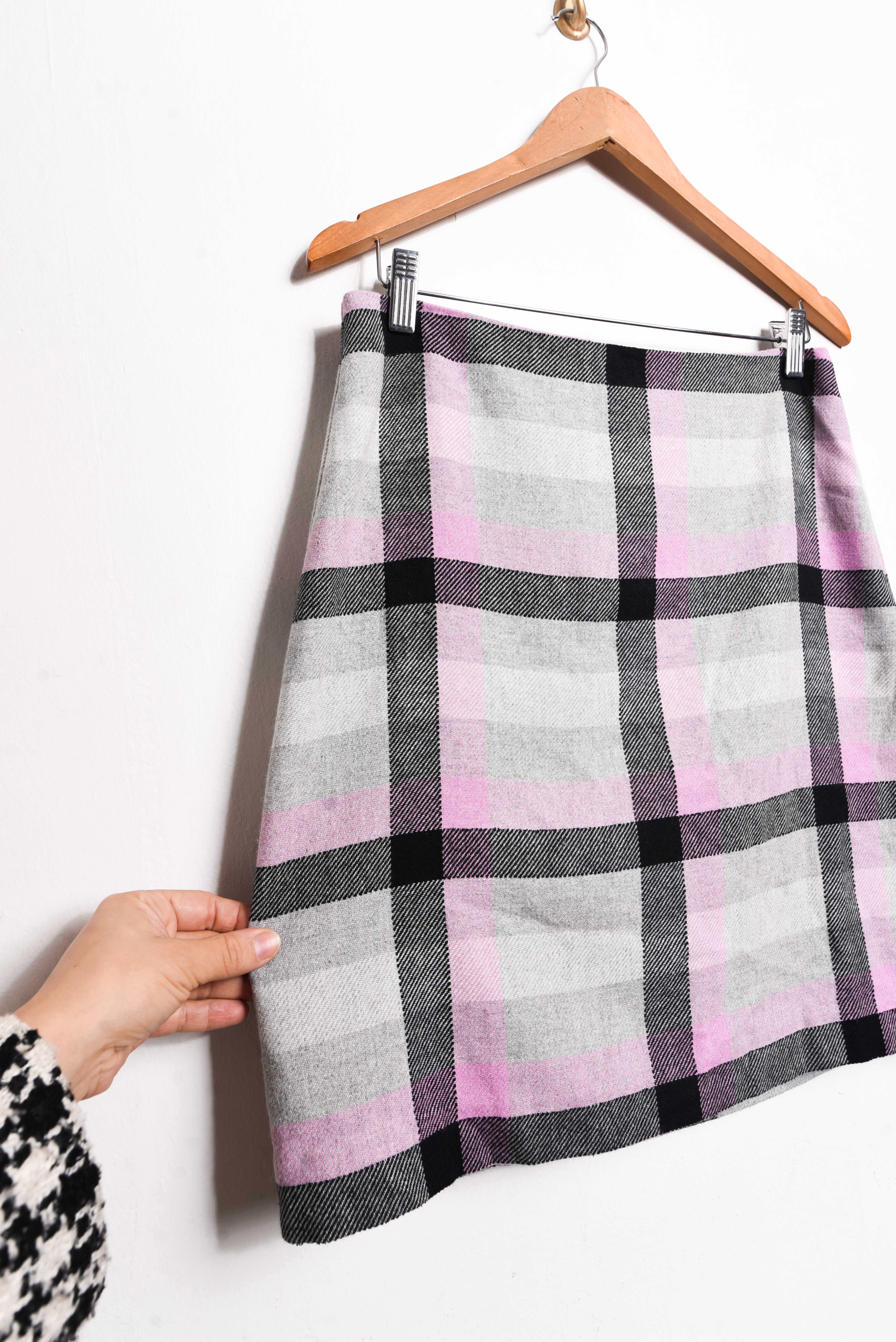 Falda gris tartán lana