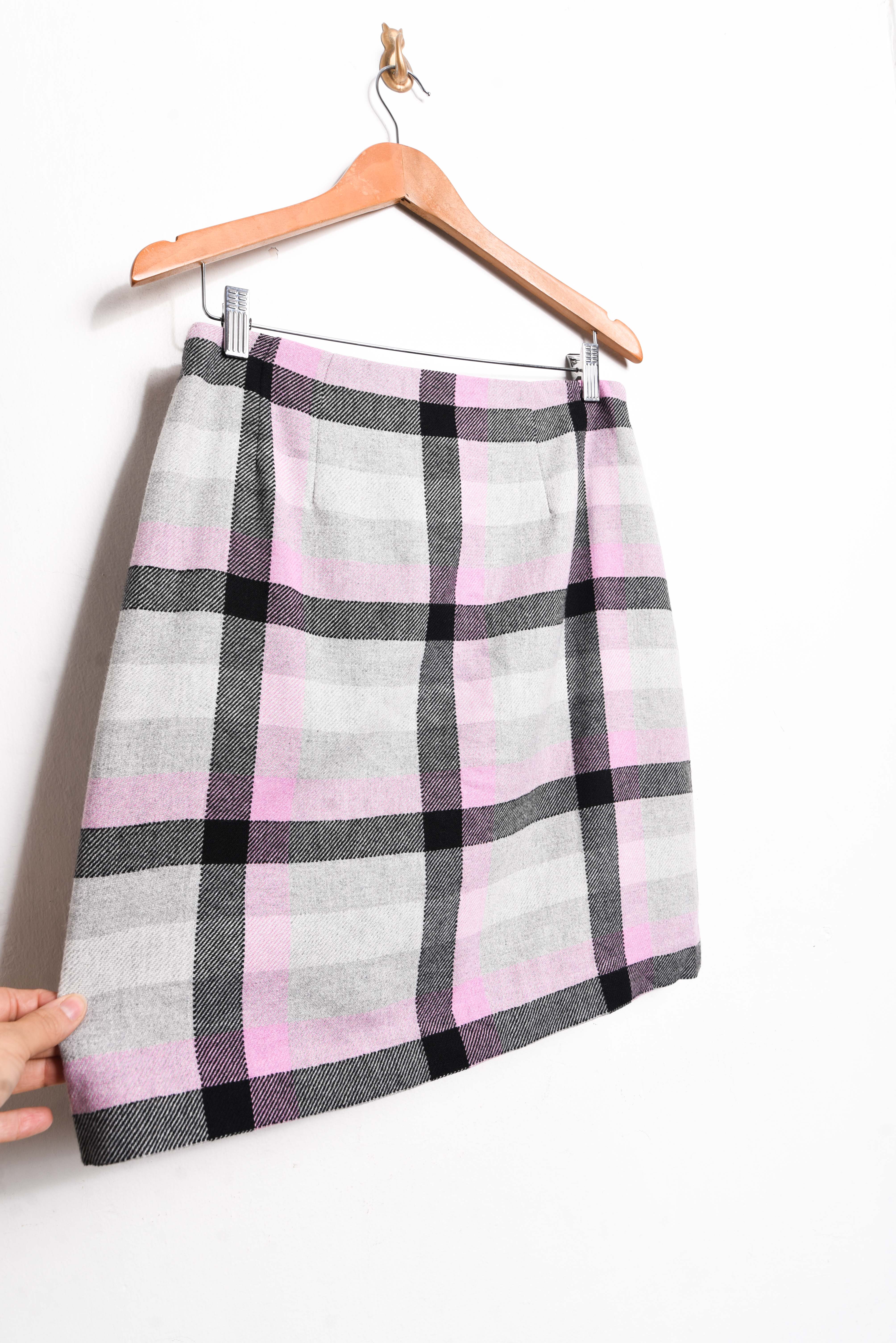 Falda gris tartán lana