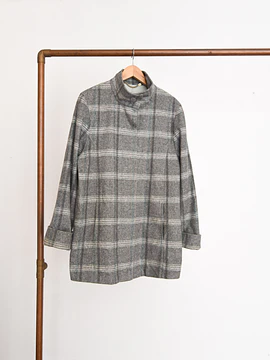Abrigo gris tartán lana
