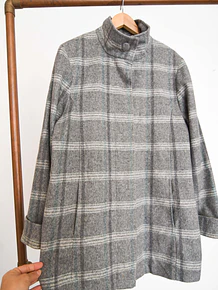 Abrigo gris tartán lana