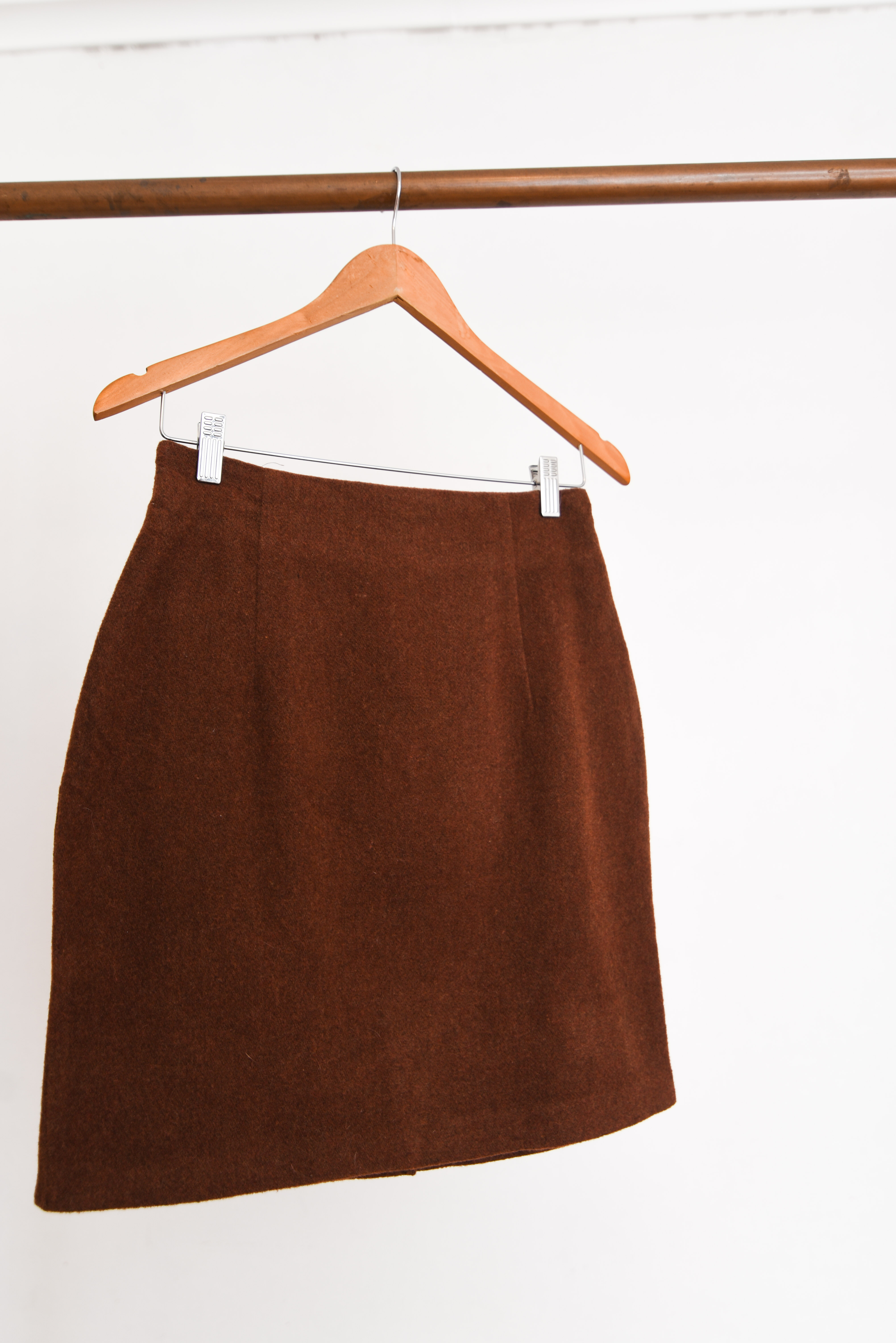 Falda café lana vintage