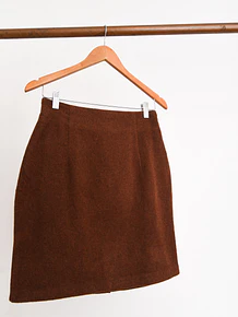 Falda café lana vintage