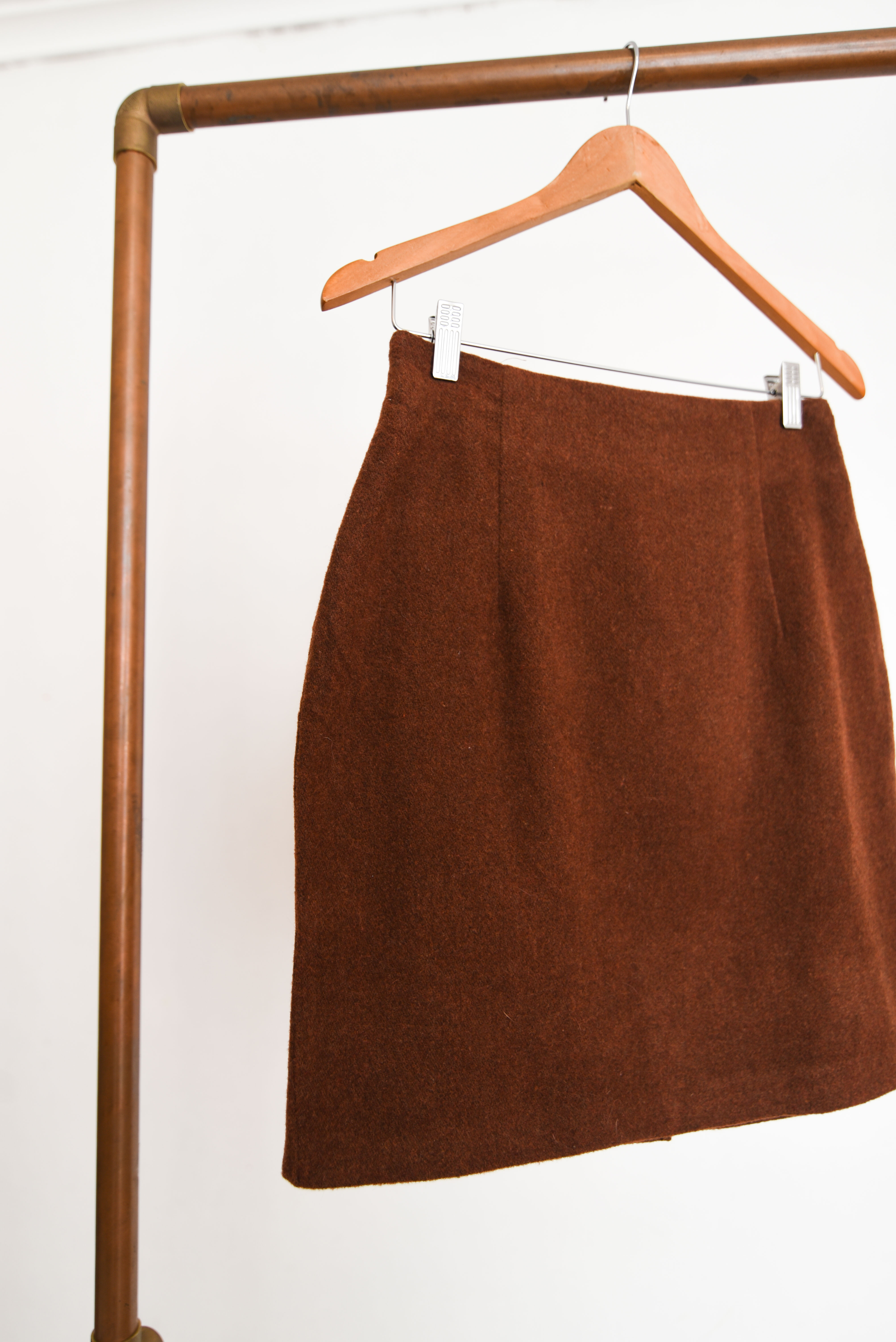 Falda café lana vintage