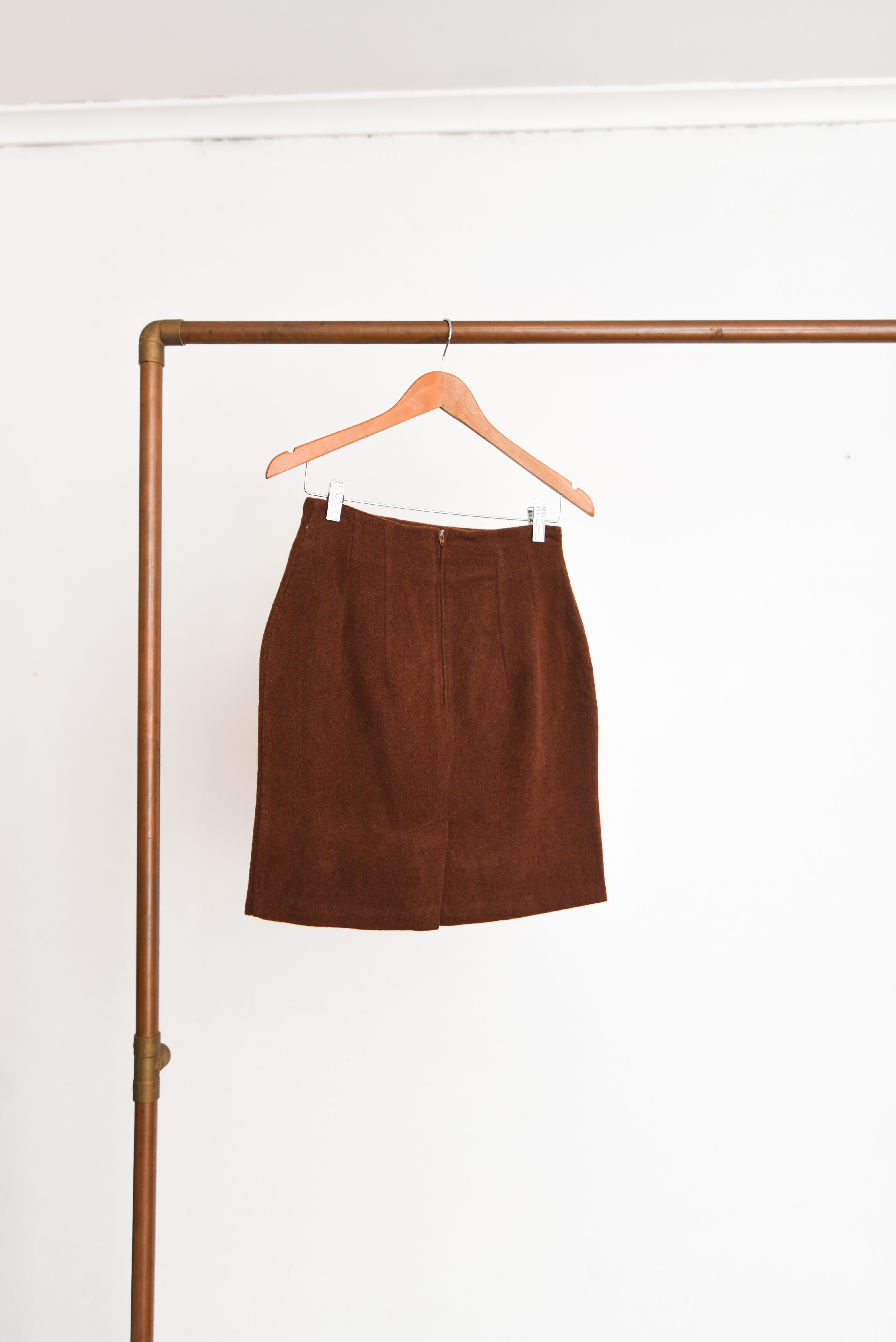 Falda café lana vintage