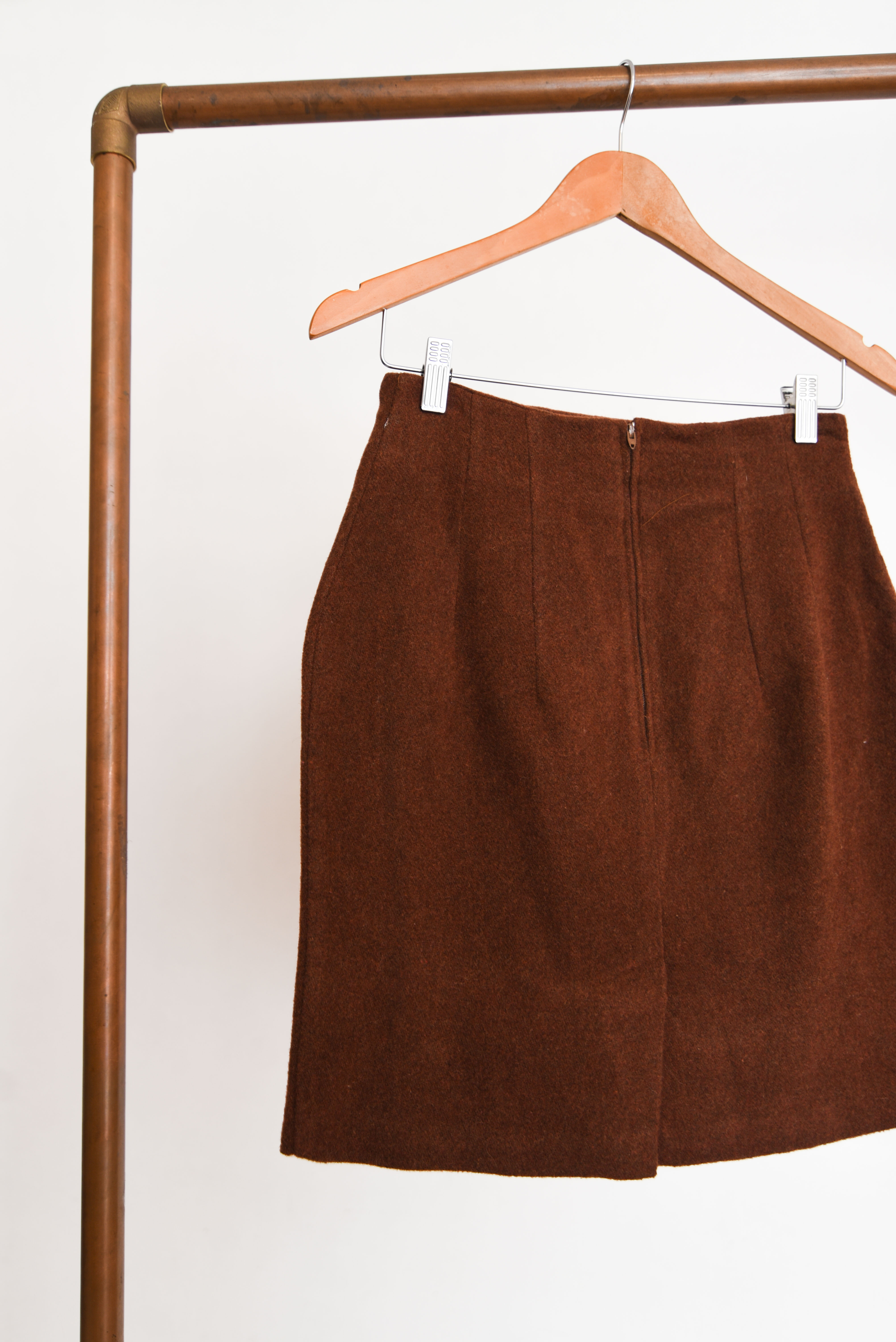 Falda café lana vintage