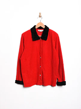Cardigan rojo y negro furry