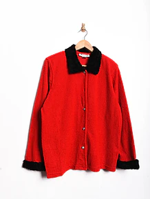 Cardigan rojo y negro furry
