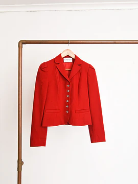 Chaqueta roja crop lana vintage