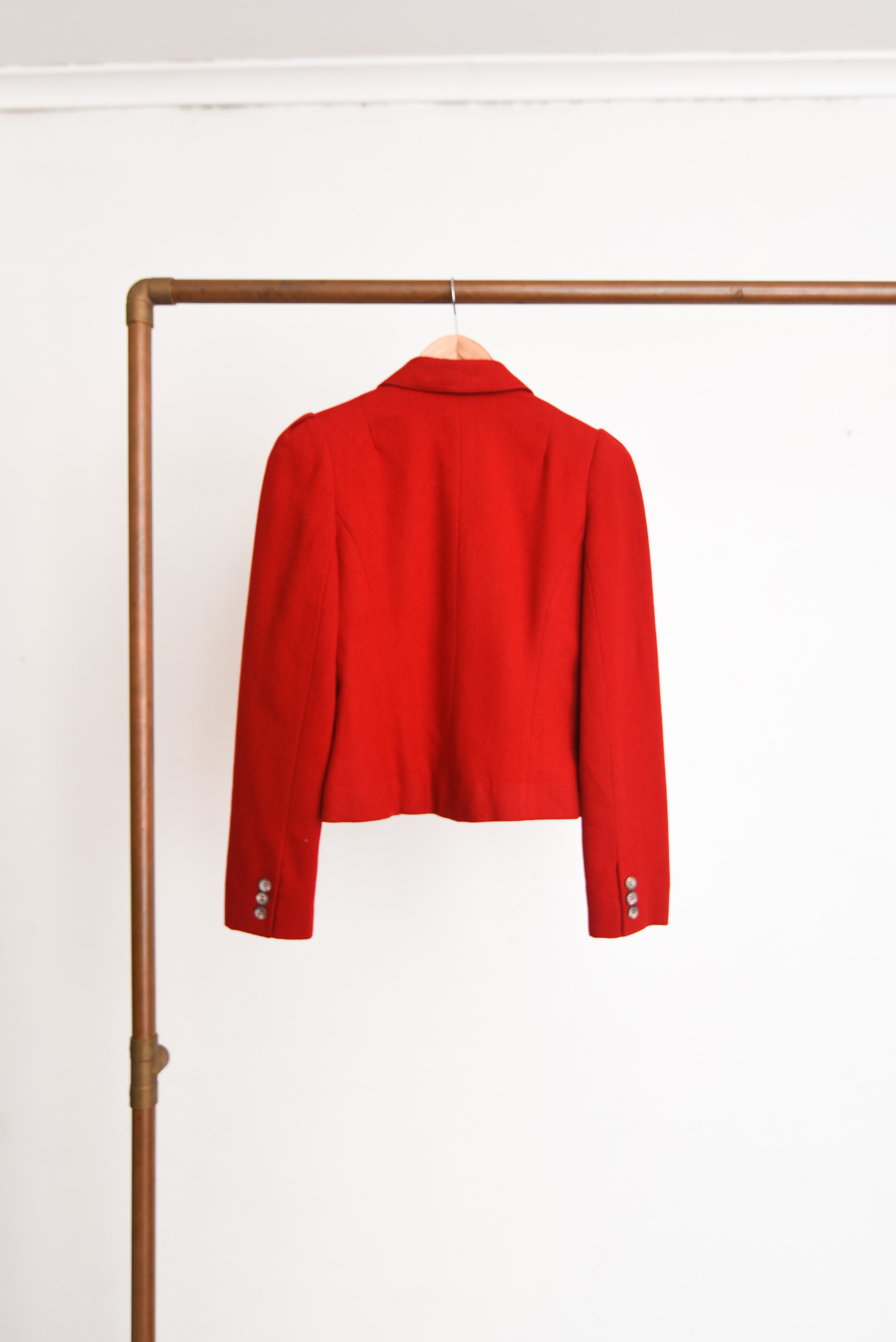 Chaqueta roja crop lana vintage