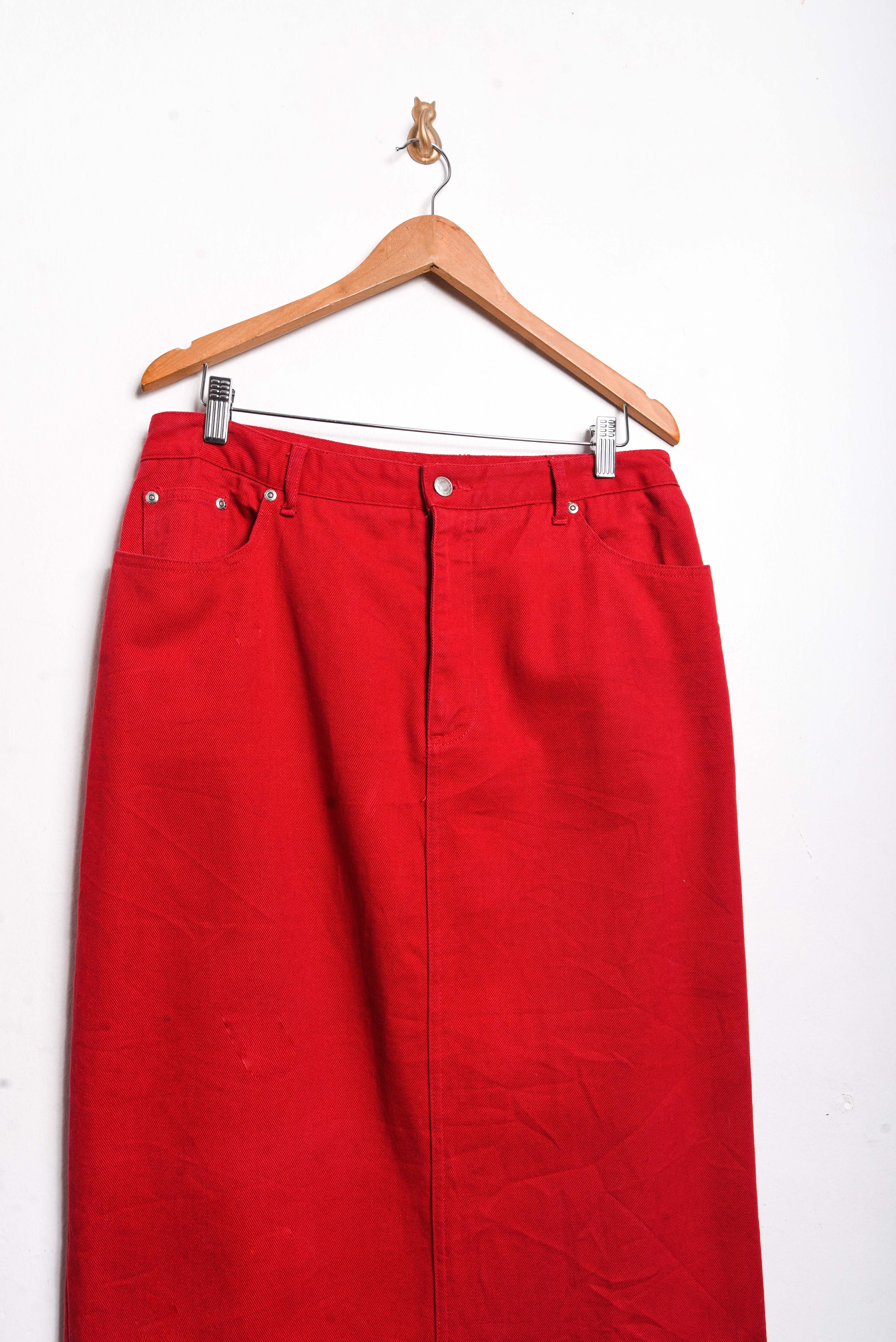 Maxi falda roja denim 90s