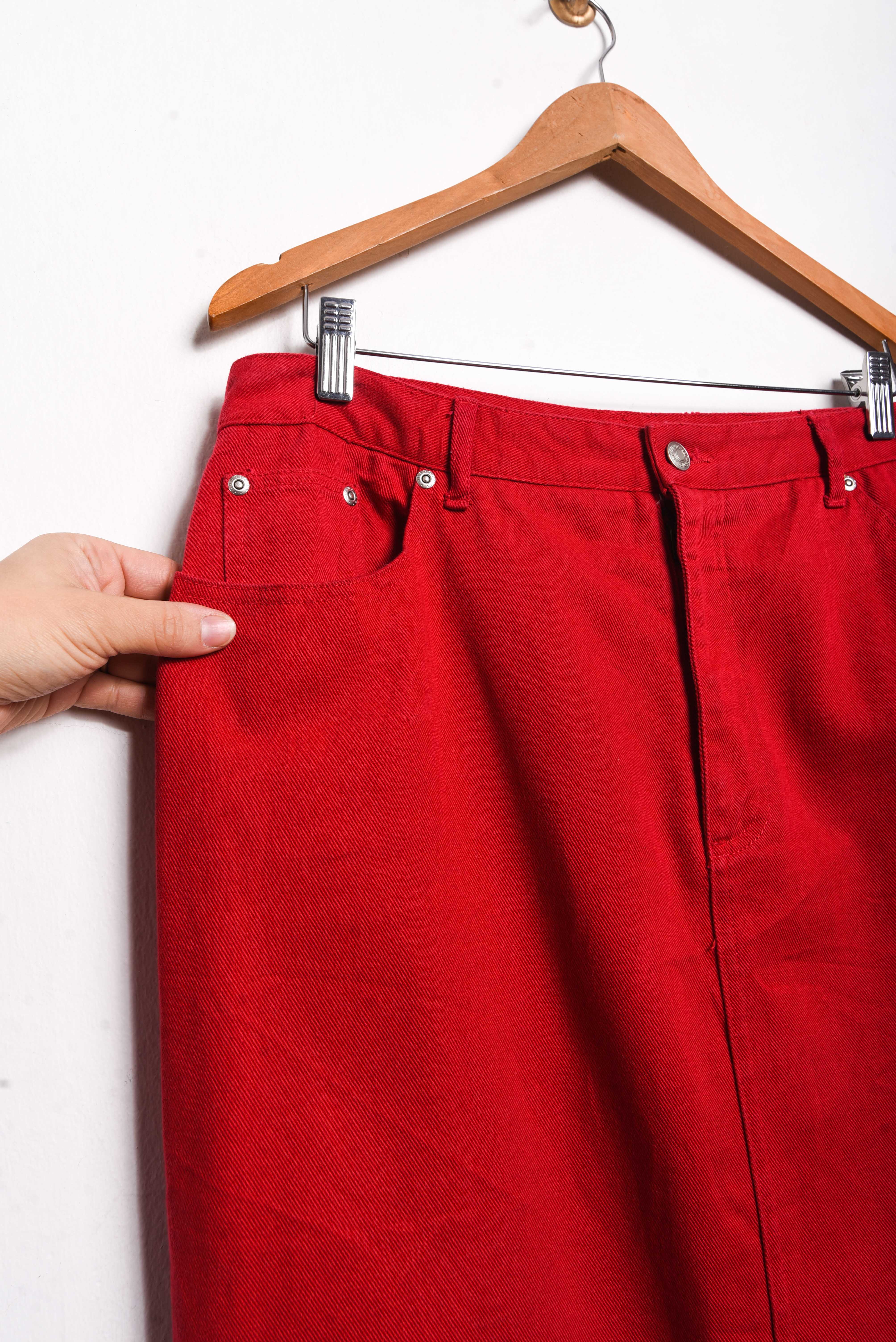 Maxi falda roja denim 90s