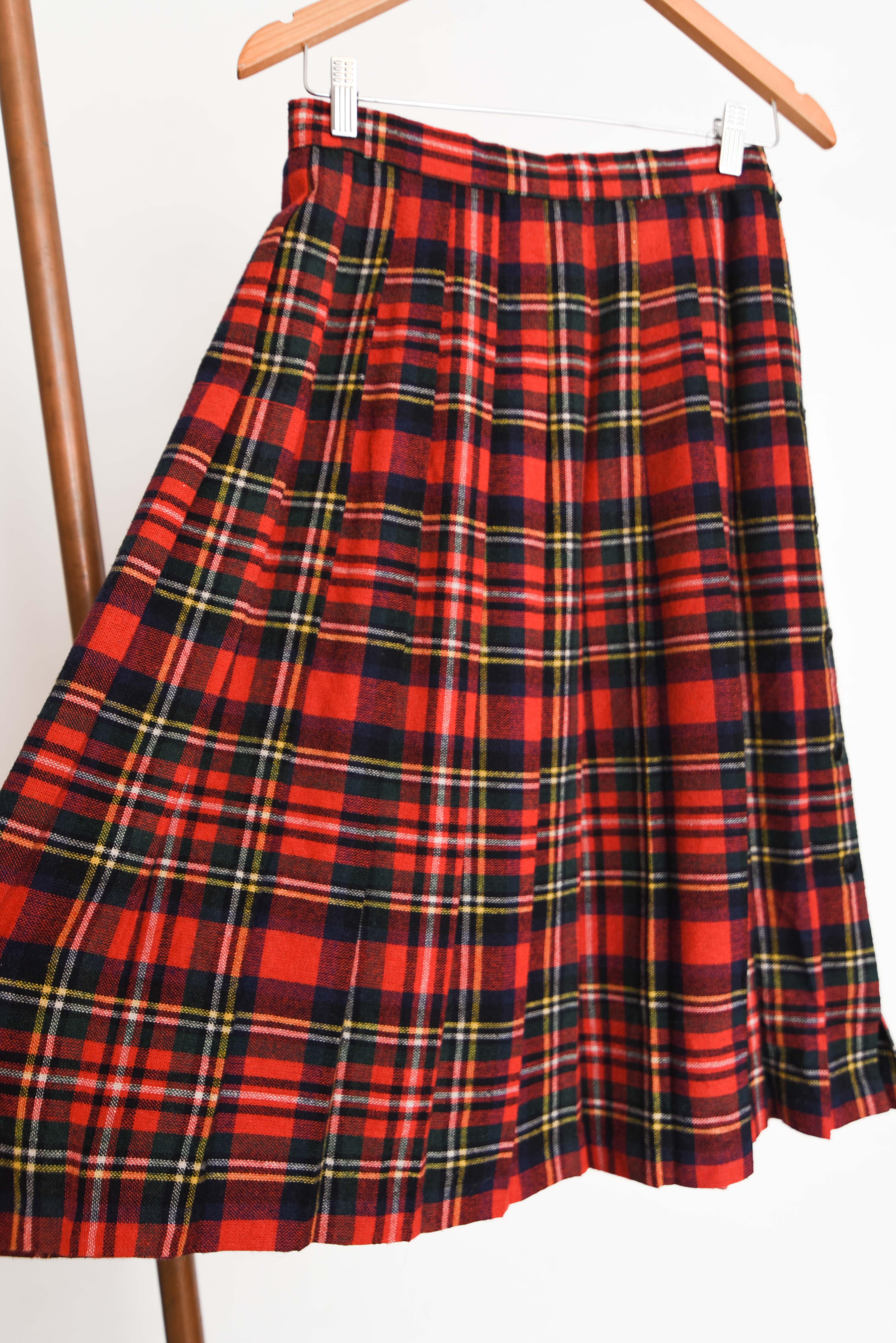Falda midi tartán tablas vintage