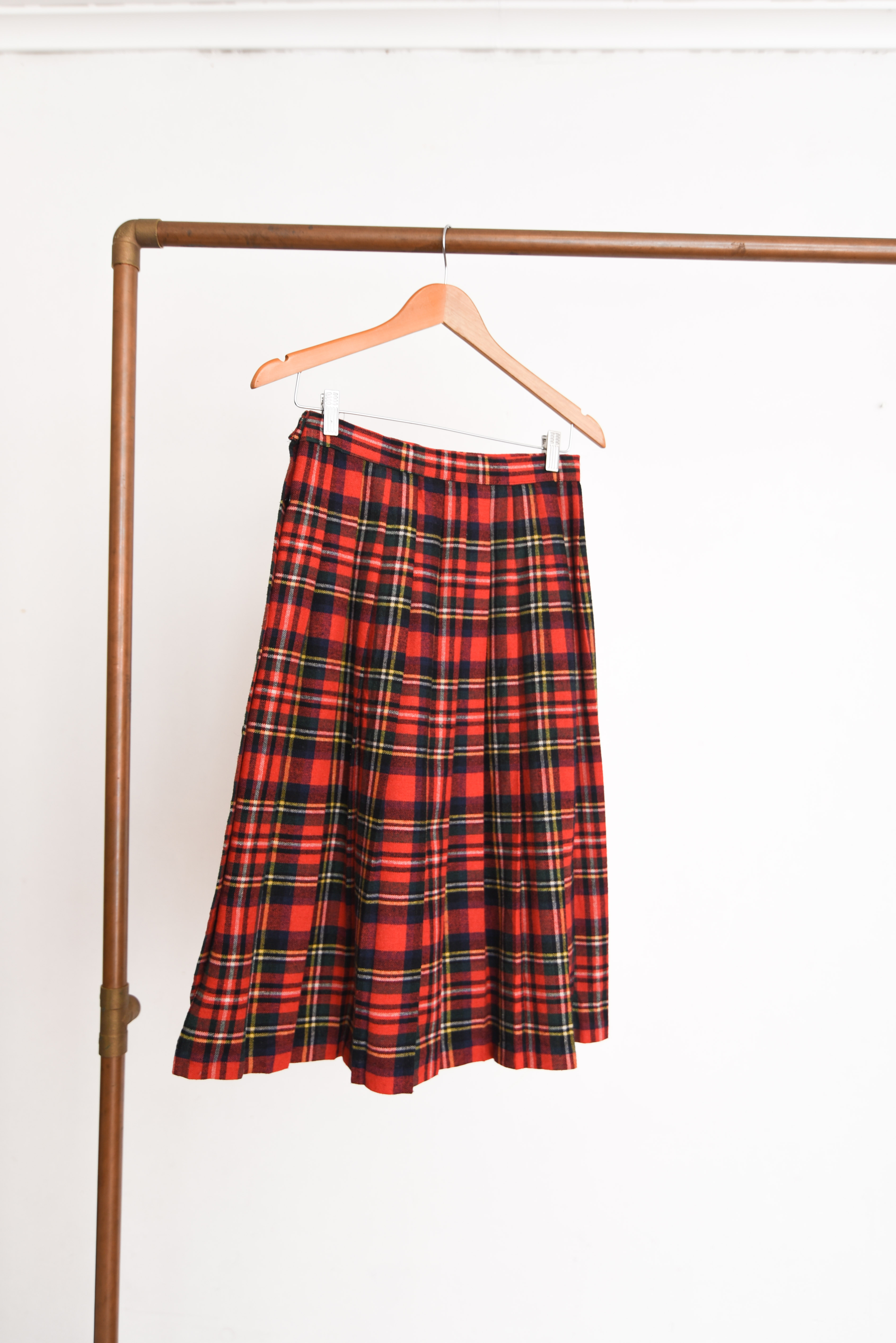 Falda midi tartán tablas vintage