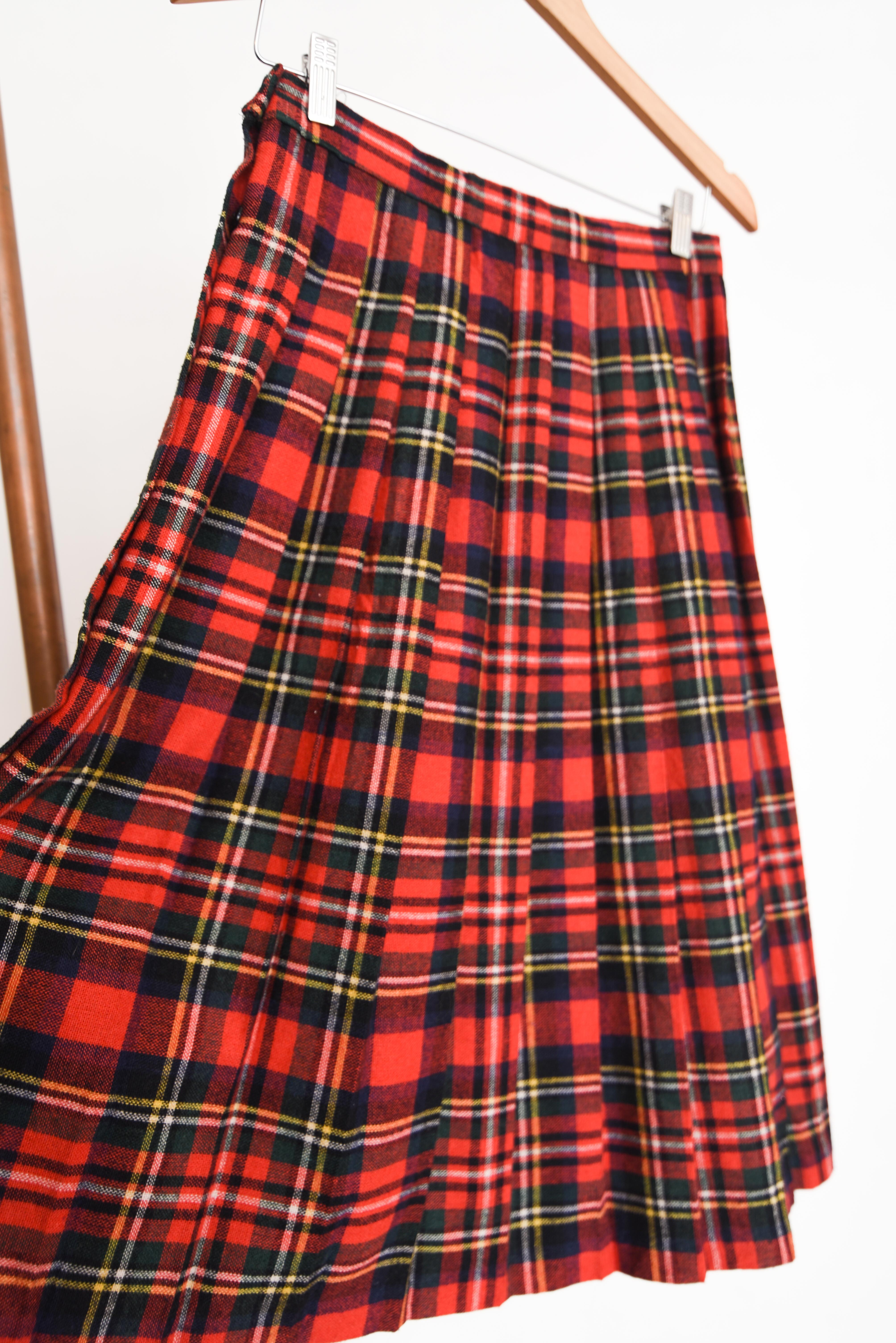 Falda midi tartán tablas vintage