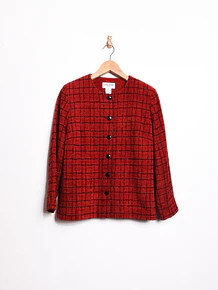Chaqueta roja grilla brillos