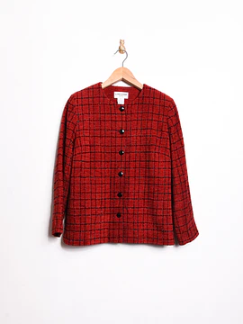 Chaqueta roja grilla brillos