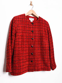 Chaqueta roja grilla brillos
