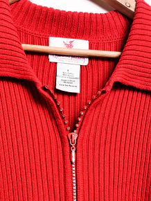 Top tejido rojo acanalado brillos