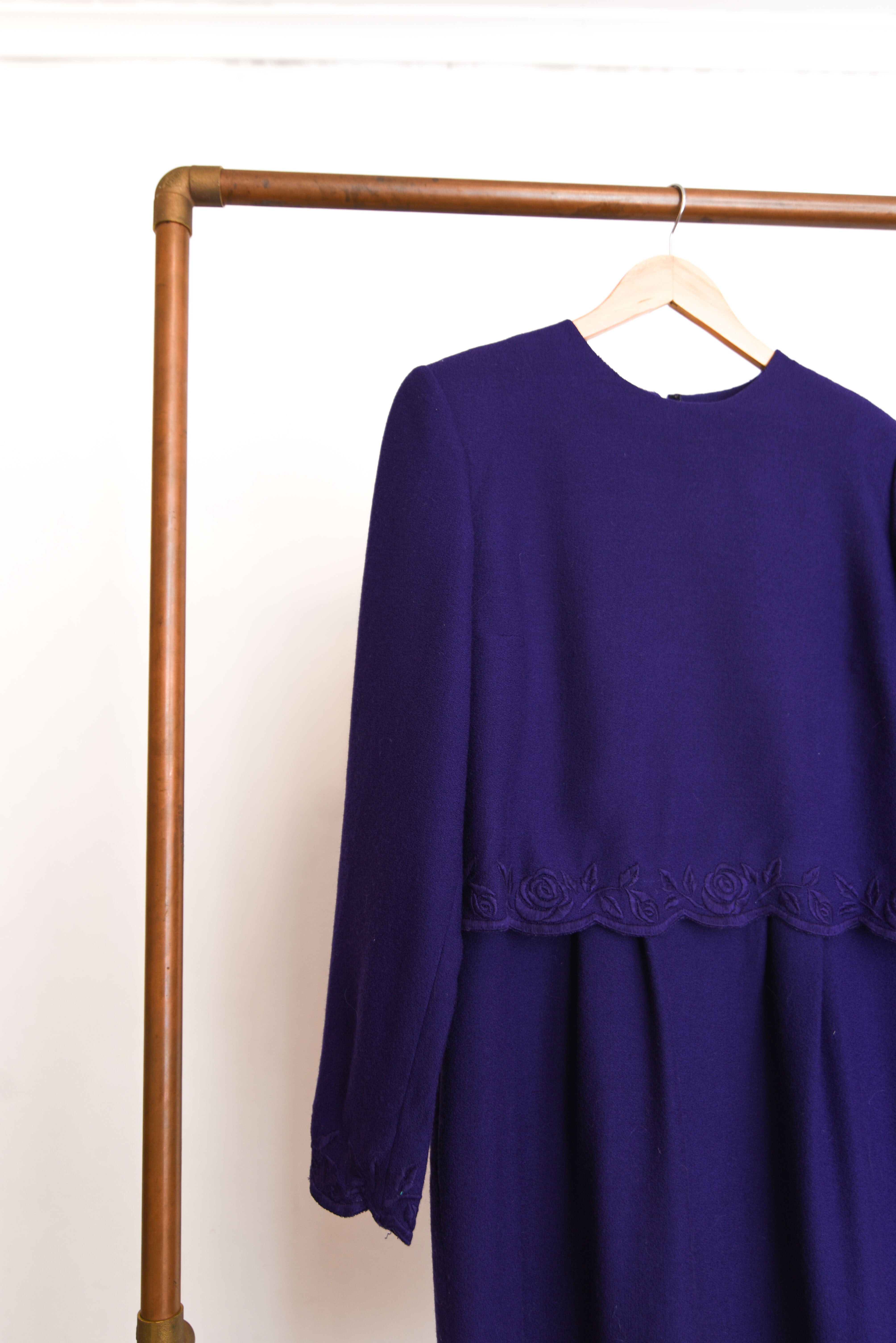 Vestido vintage morado lana
