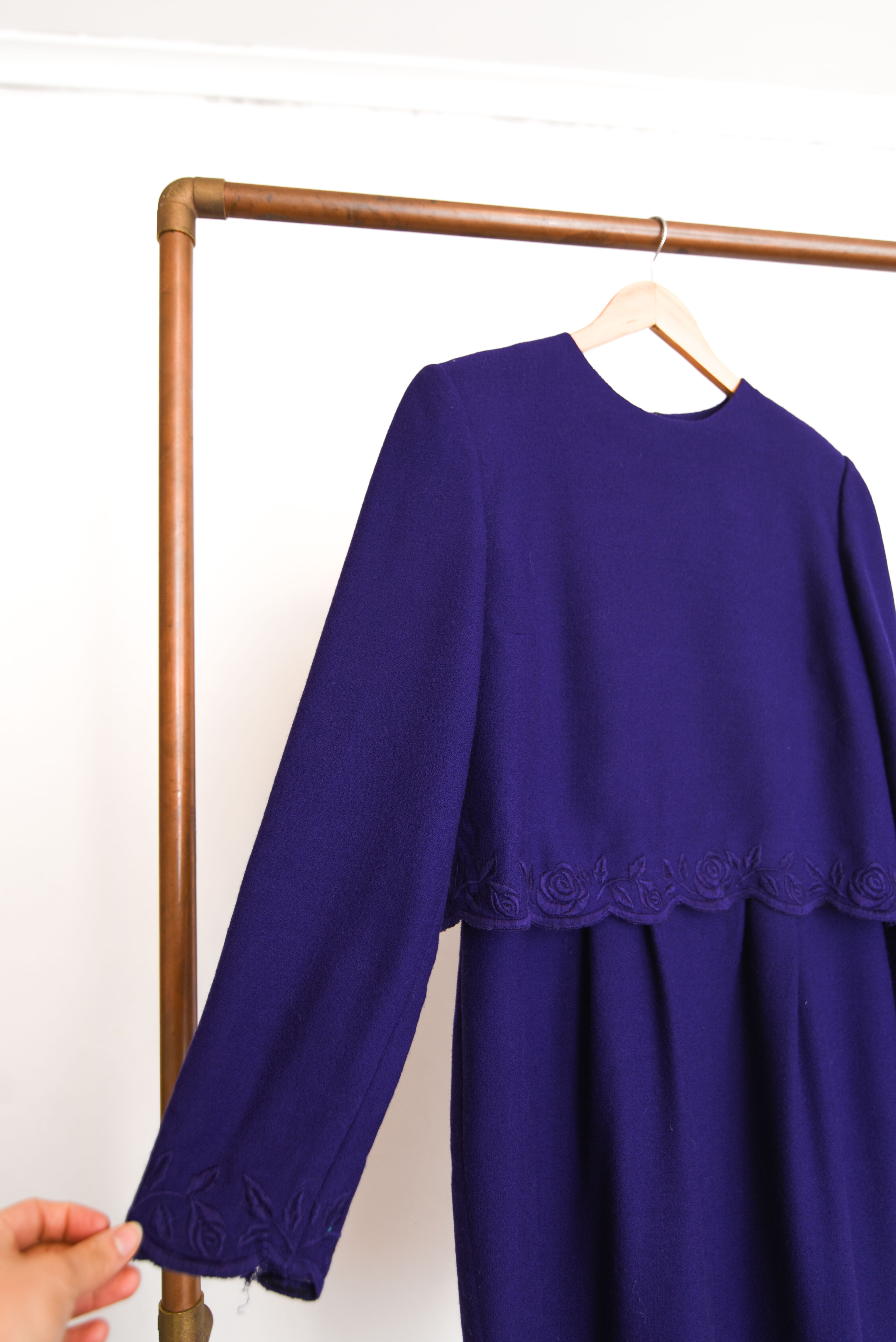 Vestido vintage morado lana