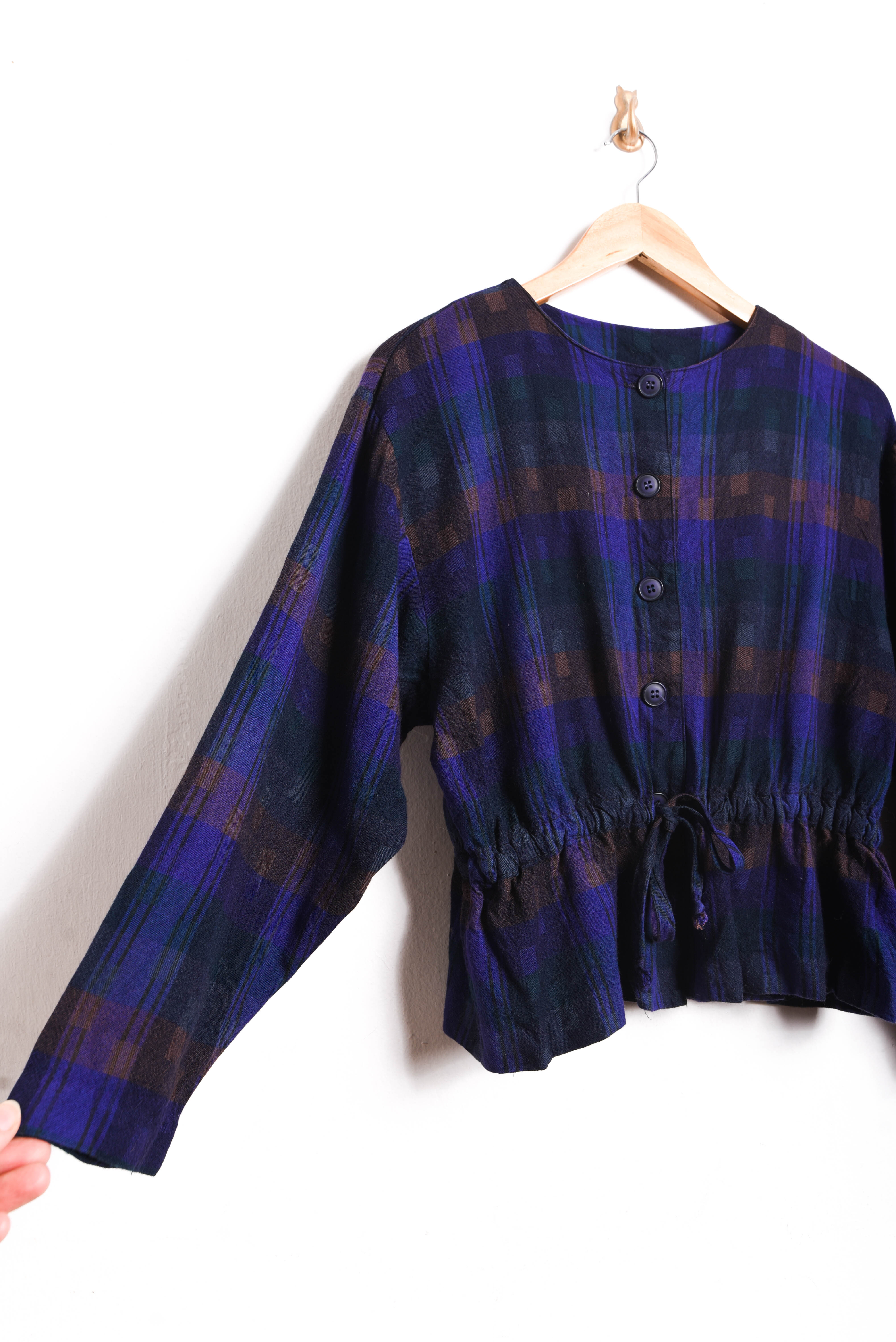 Blusa vintage purple tartán