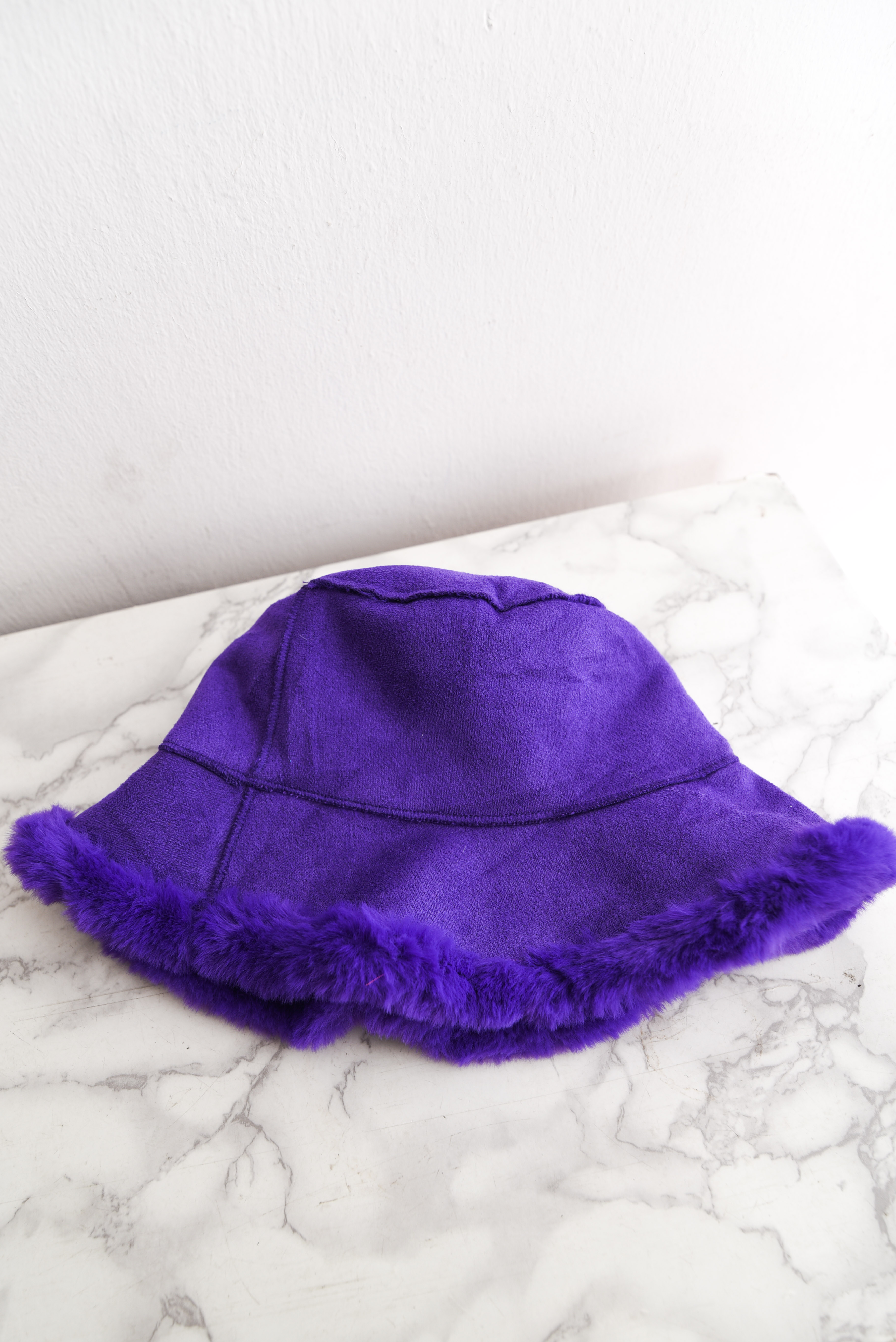 Bucket hat purple furry