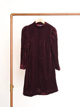 Vestido burdeo velvet botones