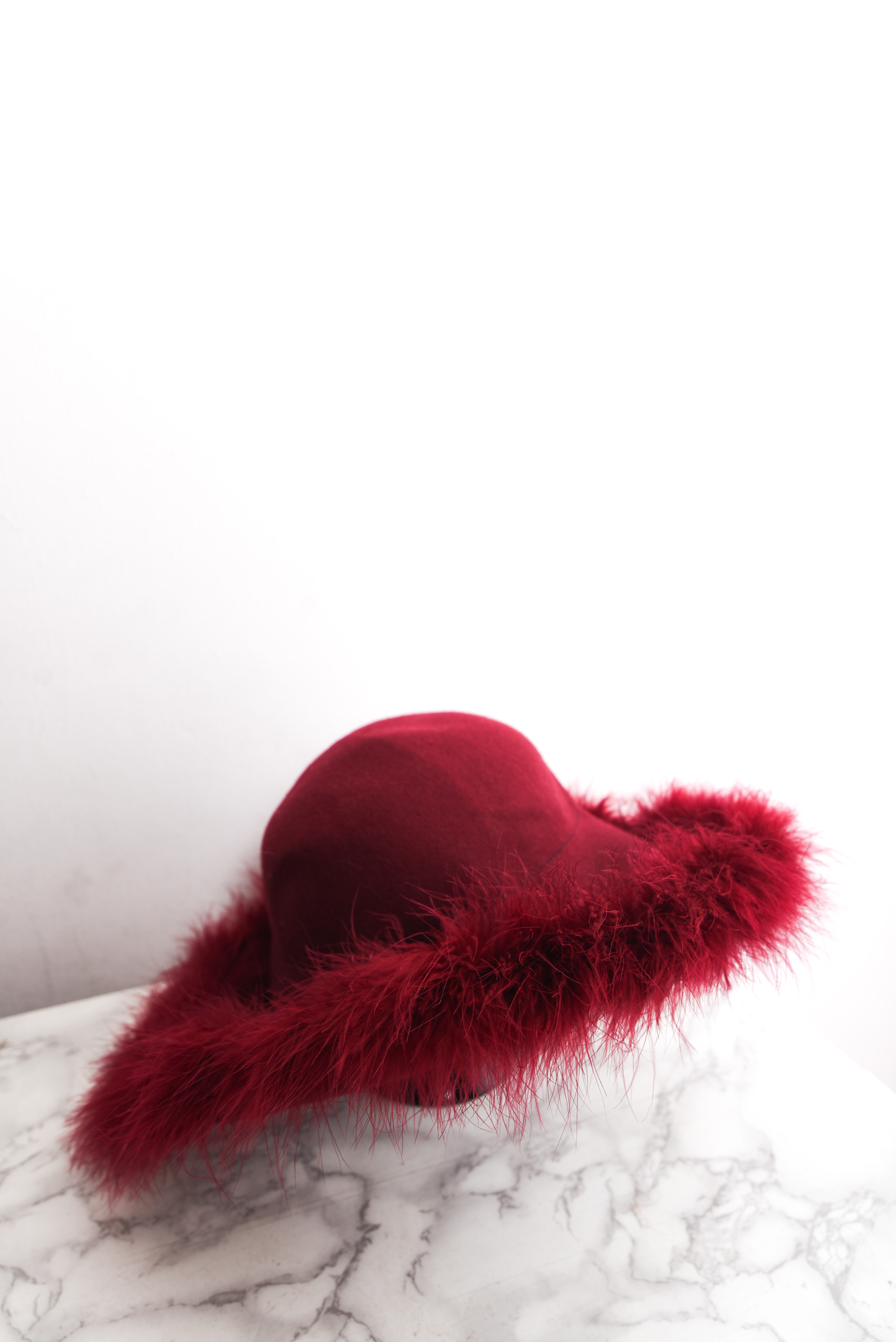Sombrero burdeo vintage feathers