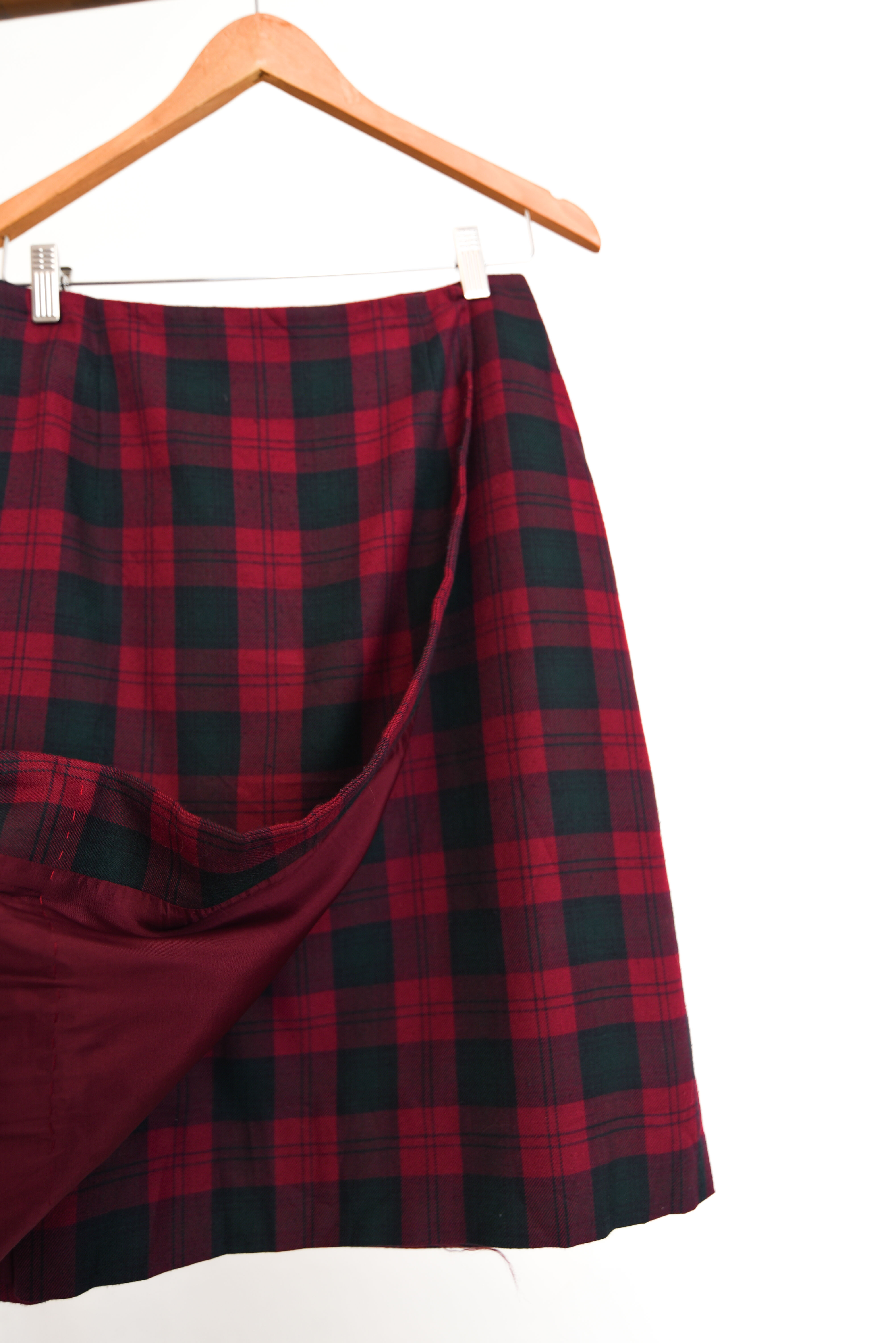 Falda vintage burdeo tartán