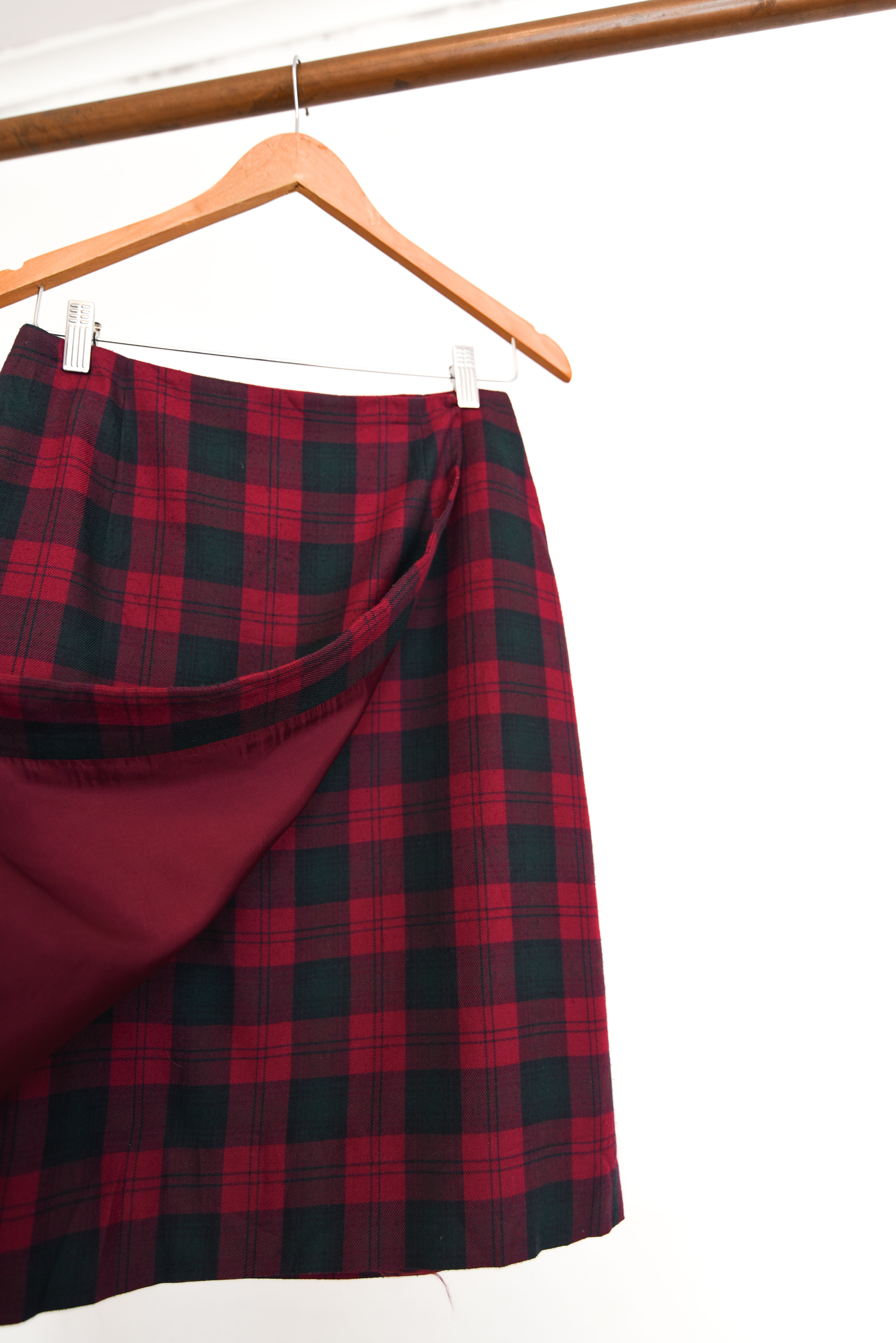Falda vintage burdeo tartán
