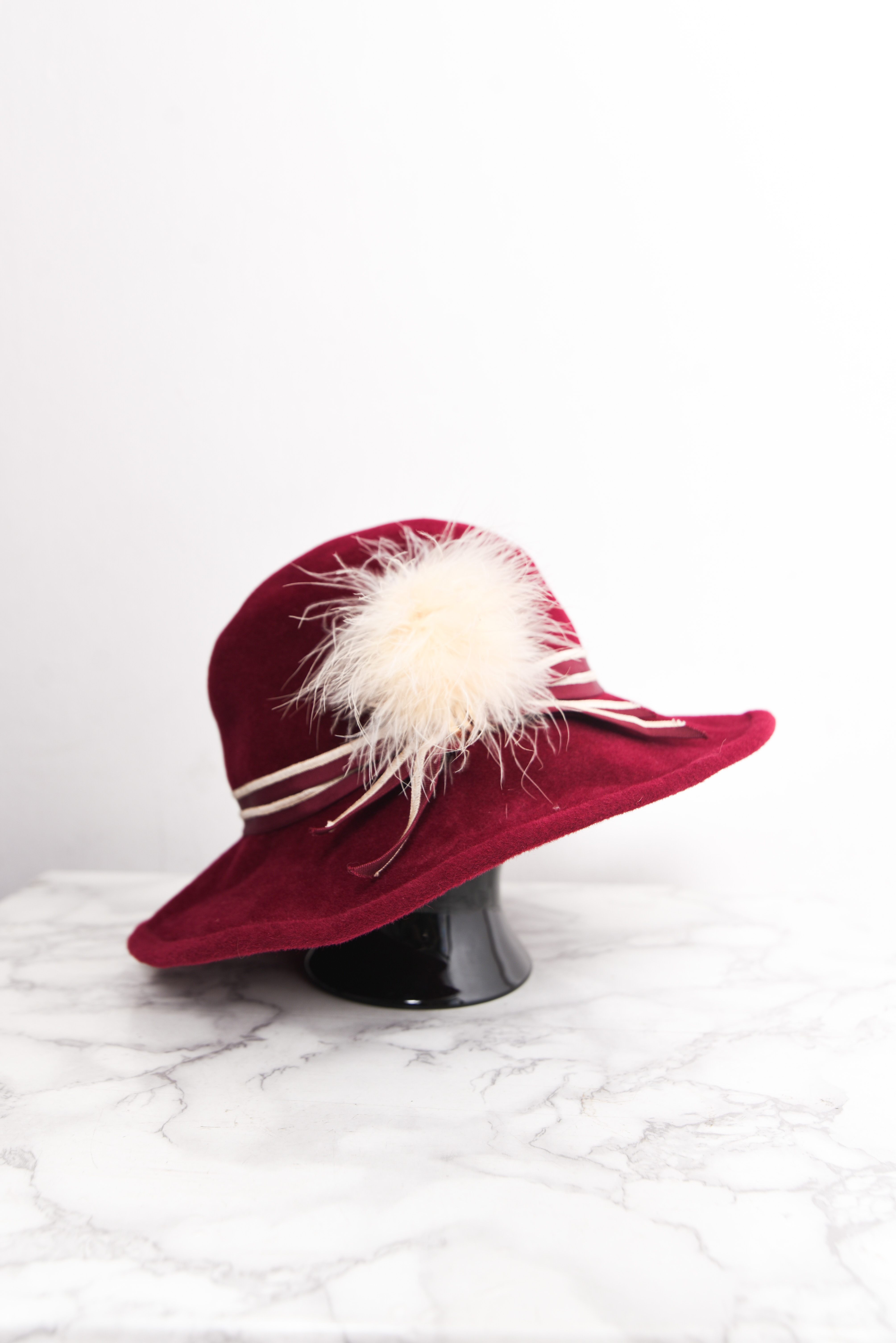 Sombrero lana vintage burdeo 