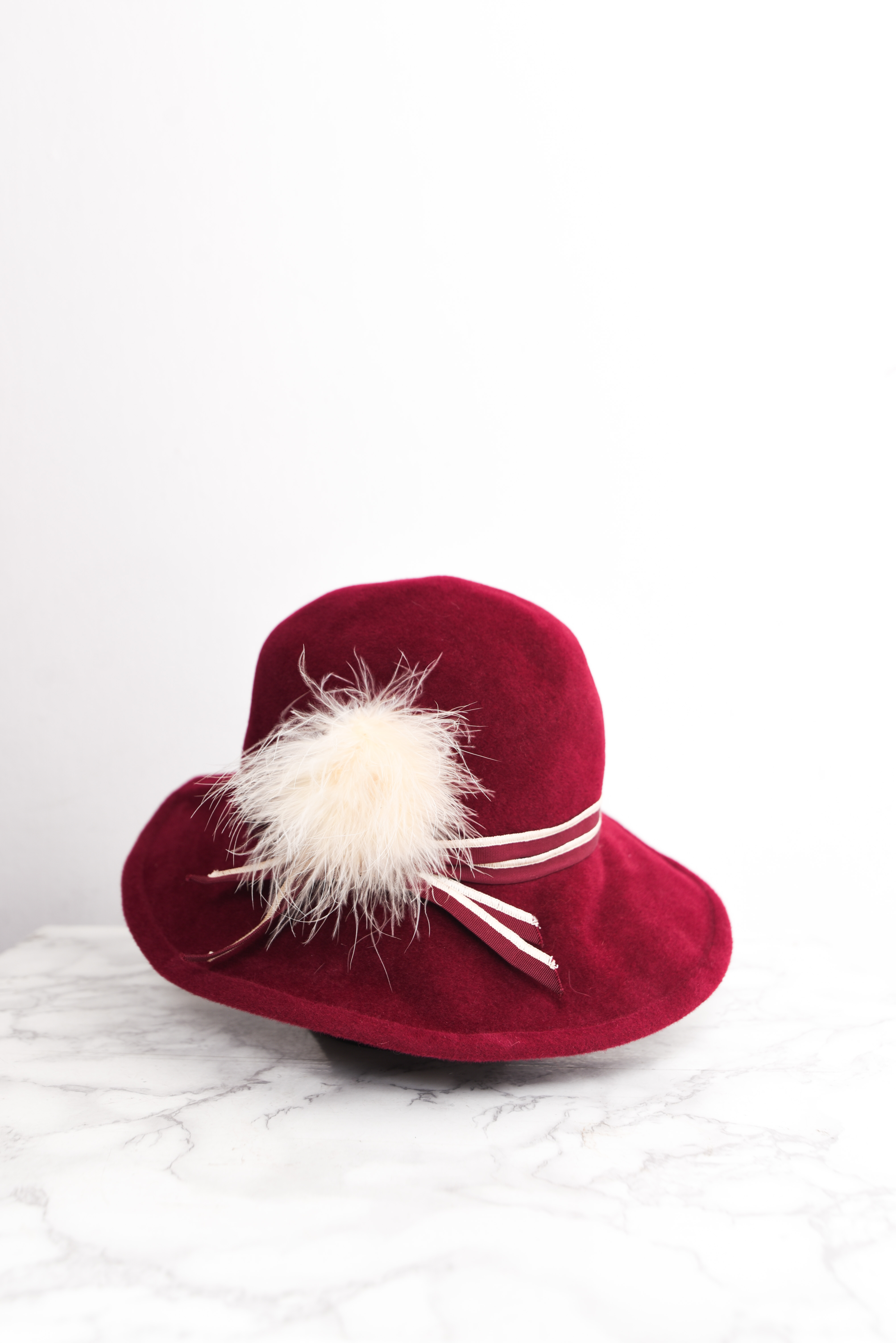 Sombrero lana vintage burdeo 