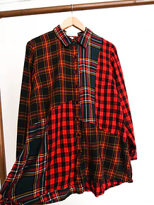 Camisa tartán franela patchwork
