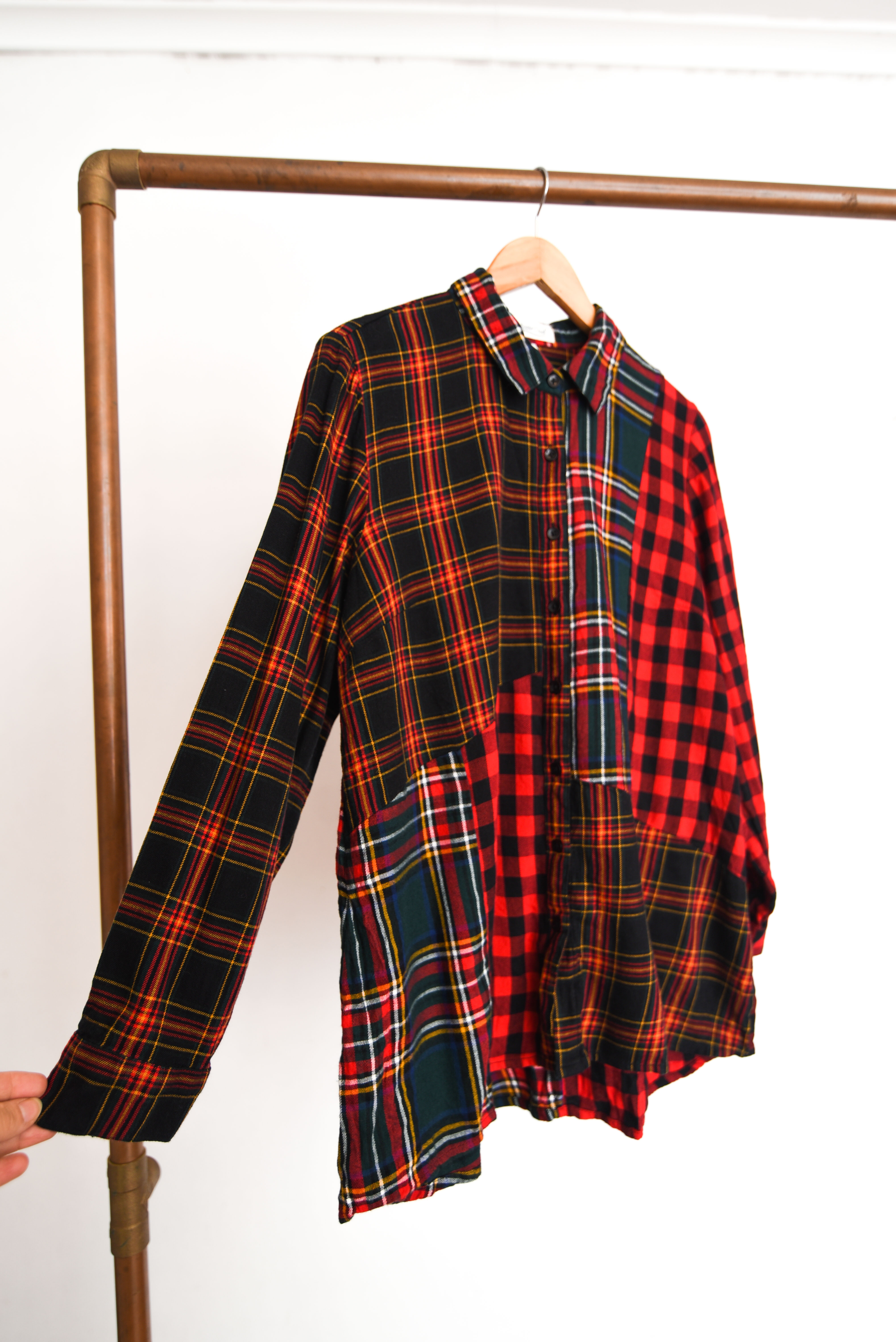 Camisa tartán franela patchwork