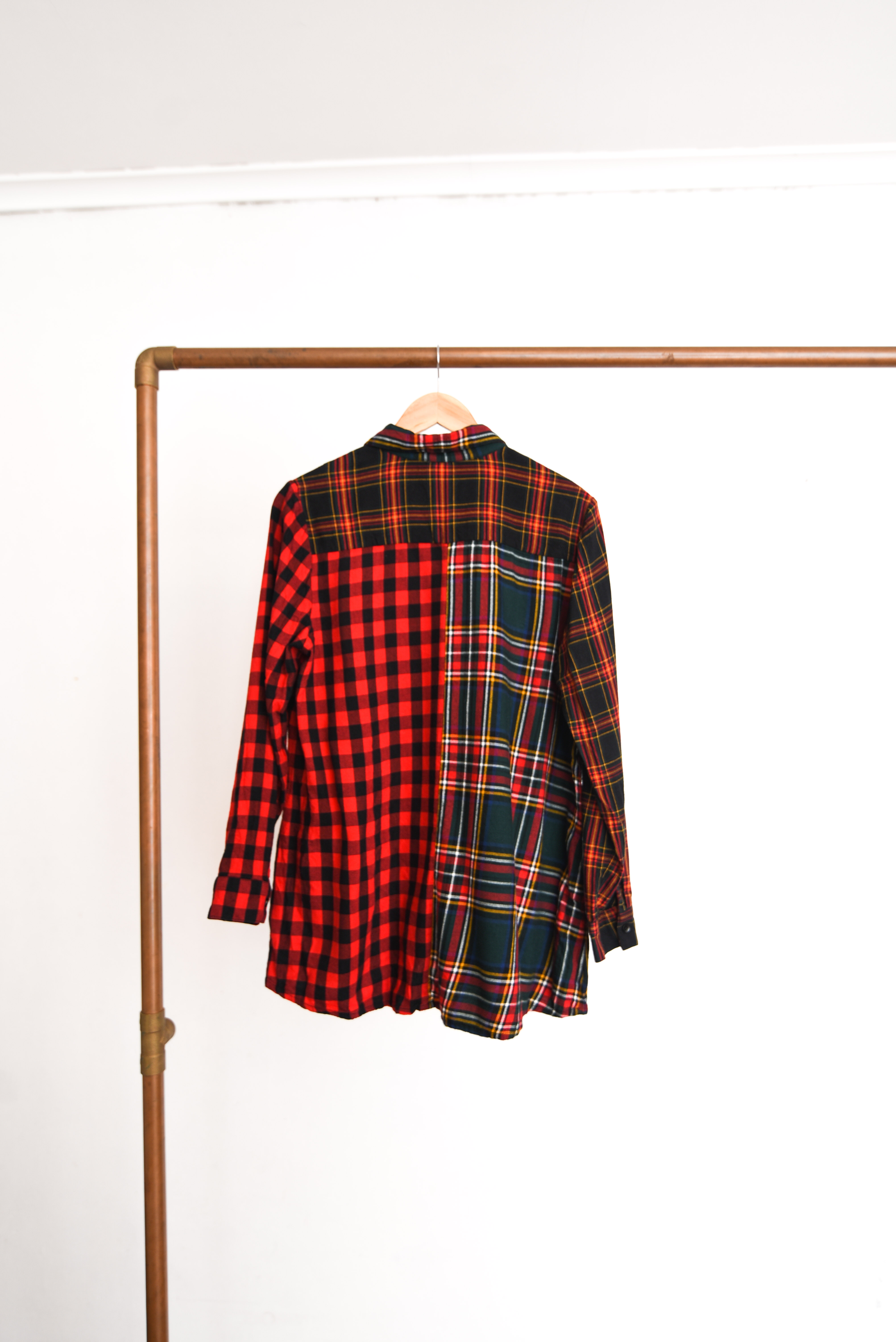 Camisa tartán franela patchwork