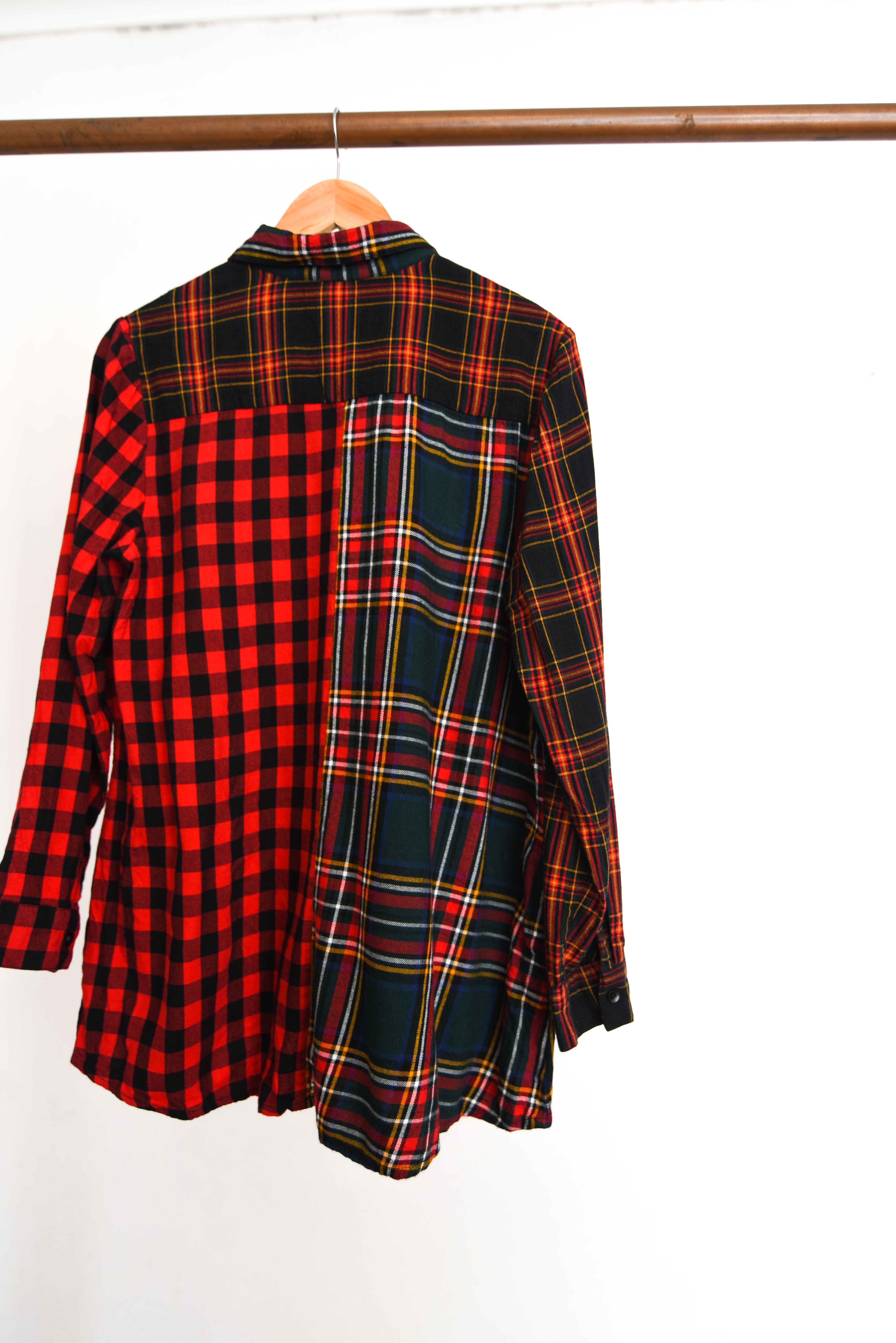Camisa tartán franela patchwork